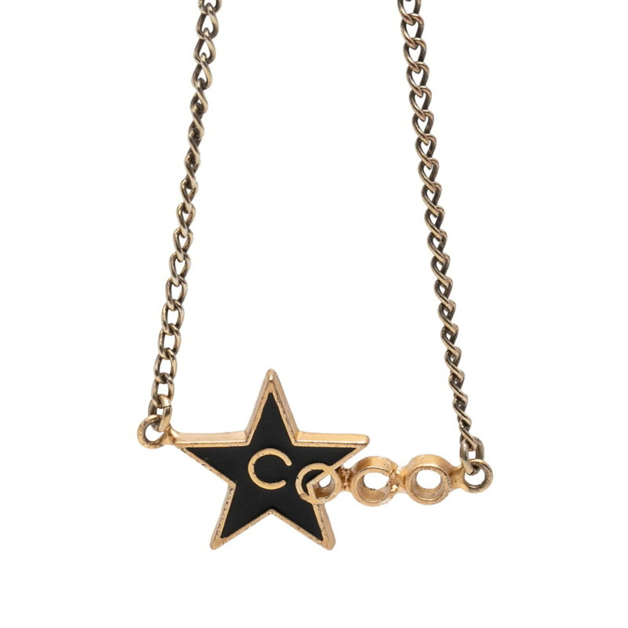 Pendant Necklace Gold and Black Plated