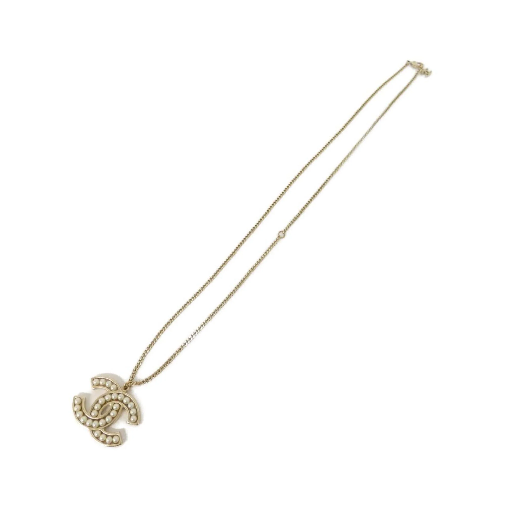 Pendant Necklace Metal Gold and White With Artificial Pearl - Image 2