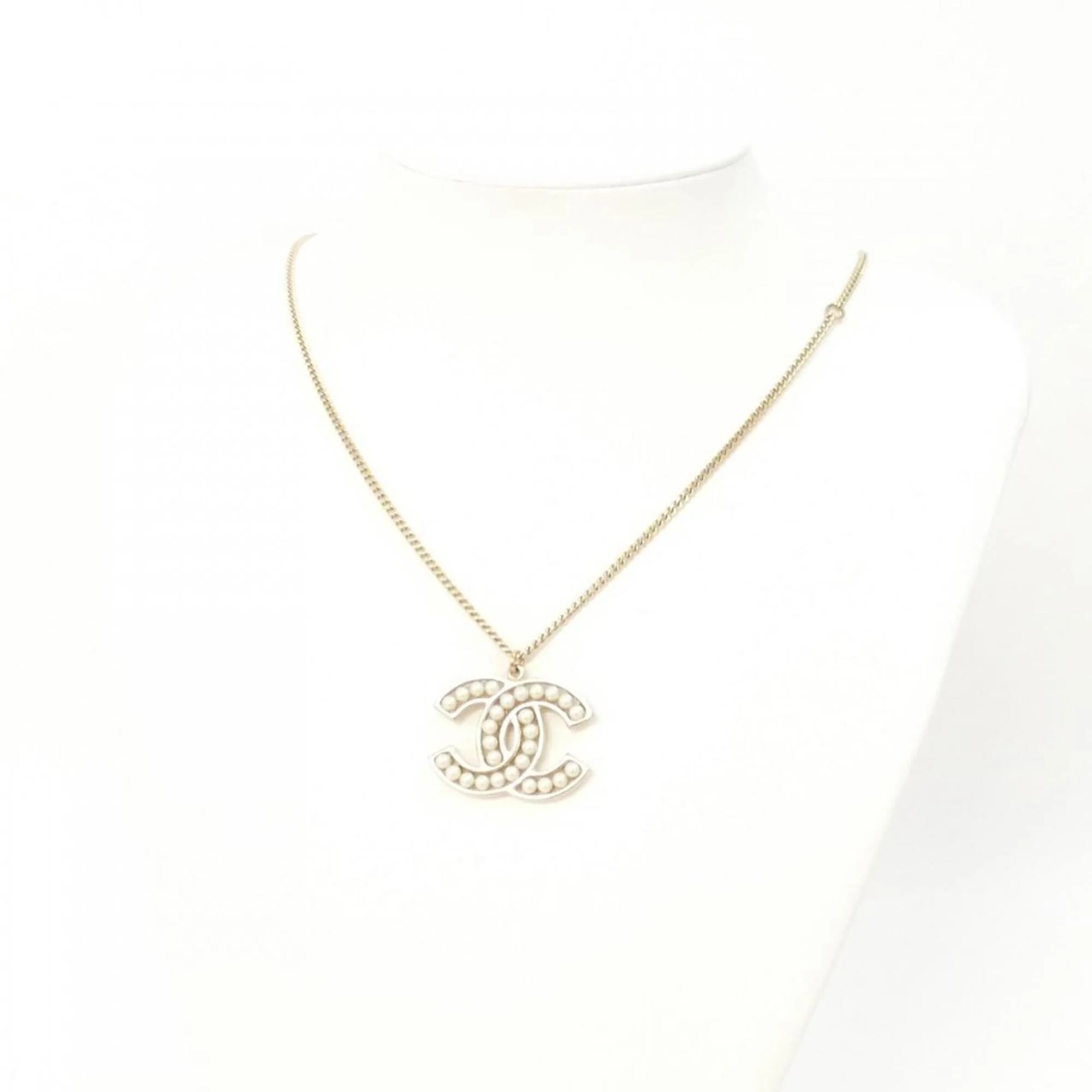 Pendant Necklace Metal Gold and White With Artificial Pearl - Image 6