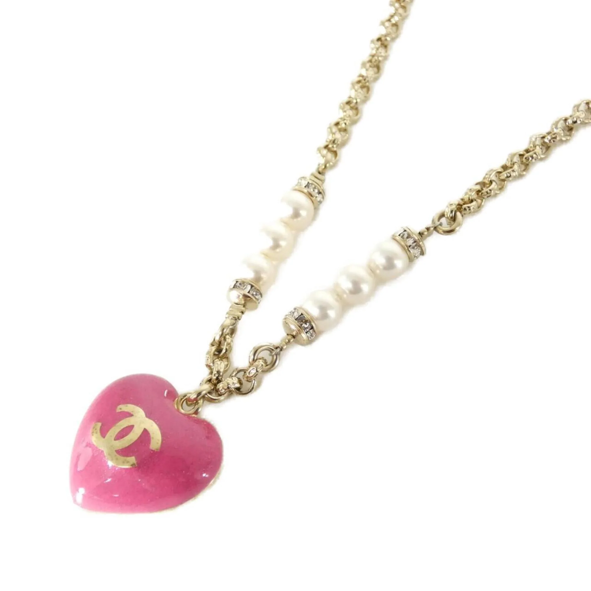Pendant Necklace Metal with Artificial Pearl and Crystal - Image 3
