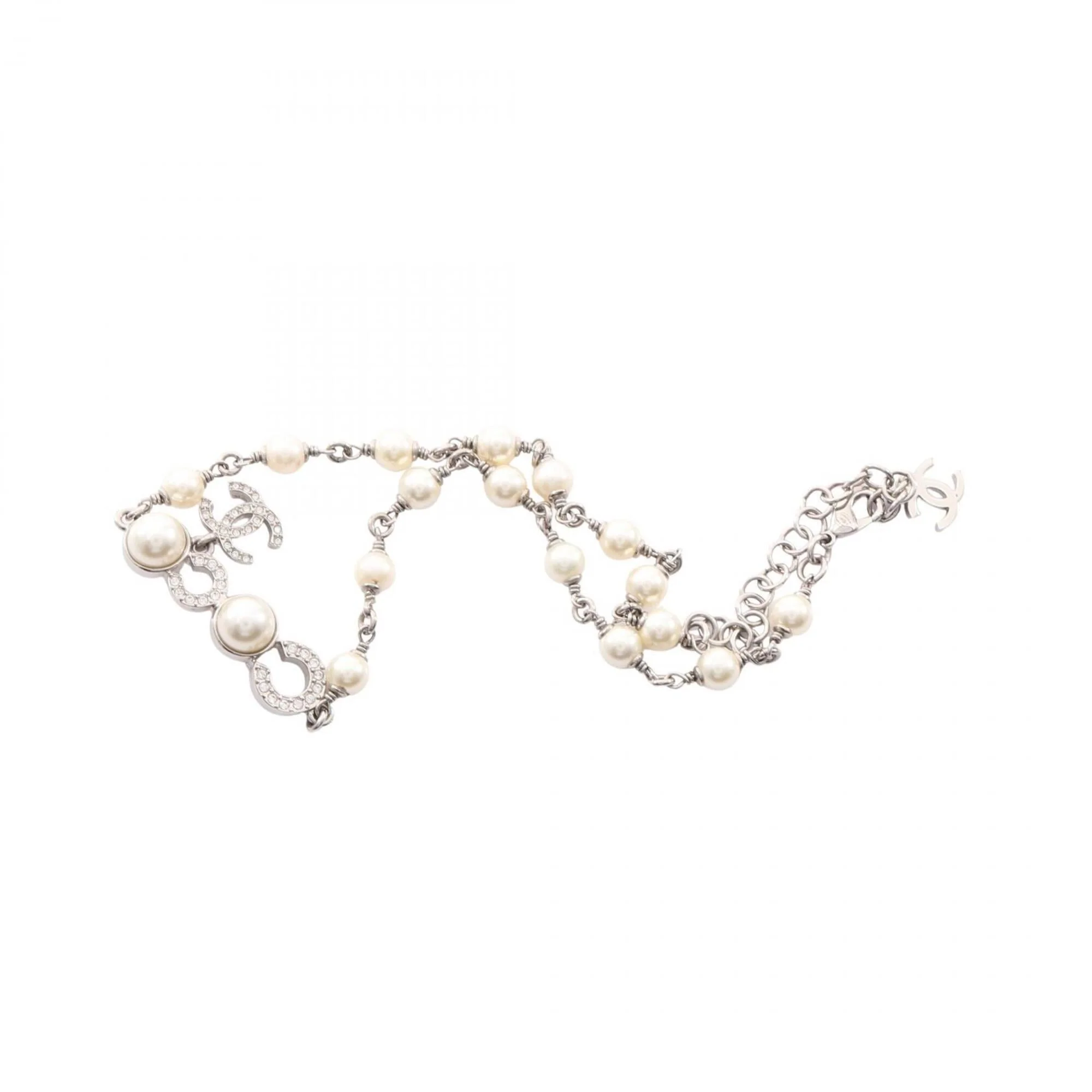 Pendant Necklace Stainless Steel and Artificial Pearl and Rhinestone - Image 3
