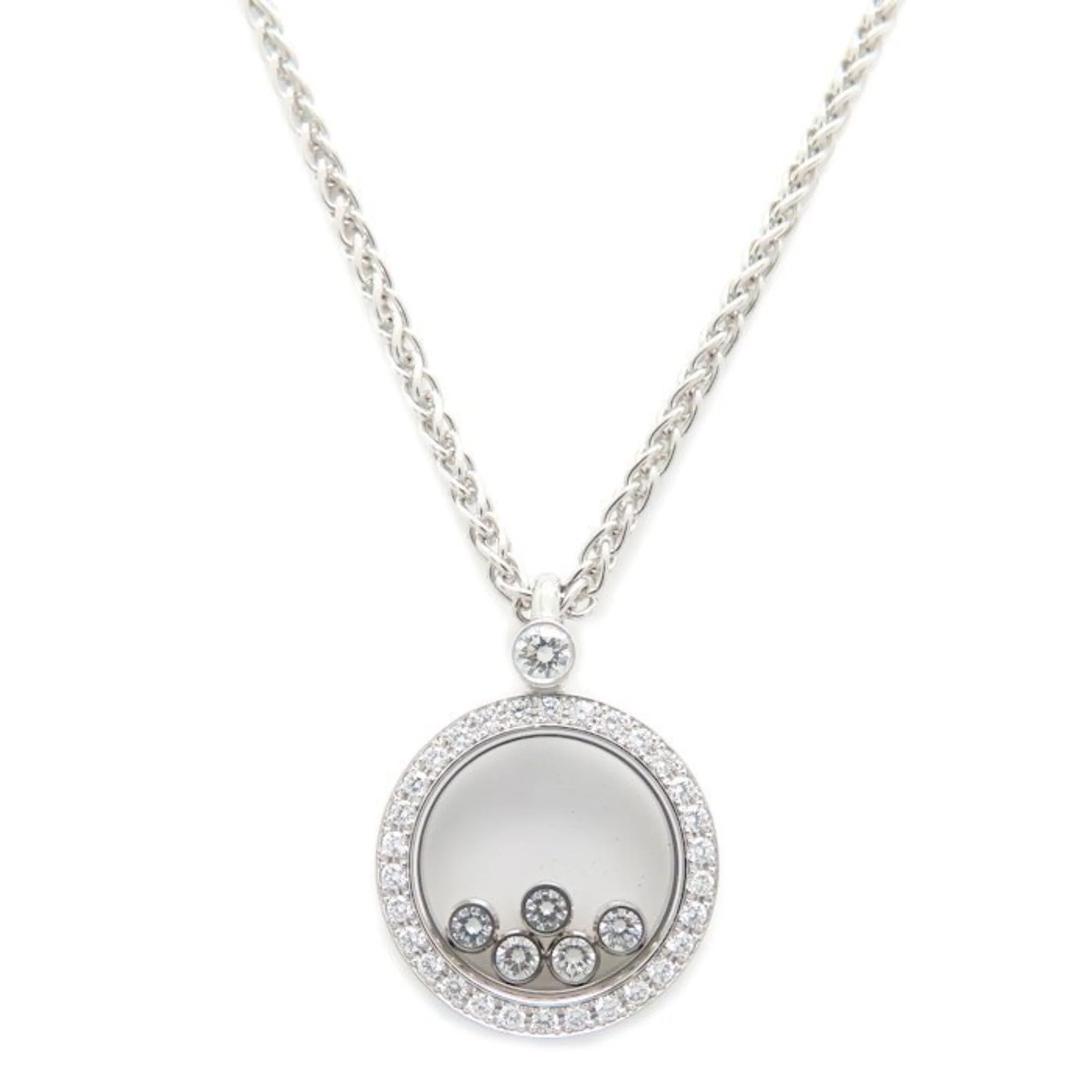 Happy Diamonds Pendant Necklace 18K White Gold and Diamond