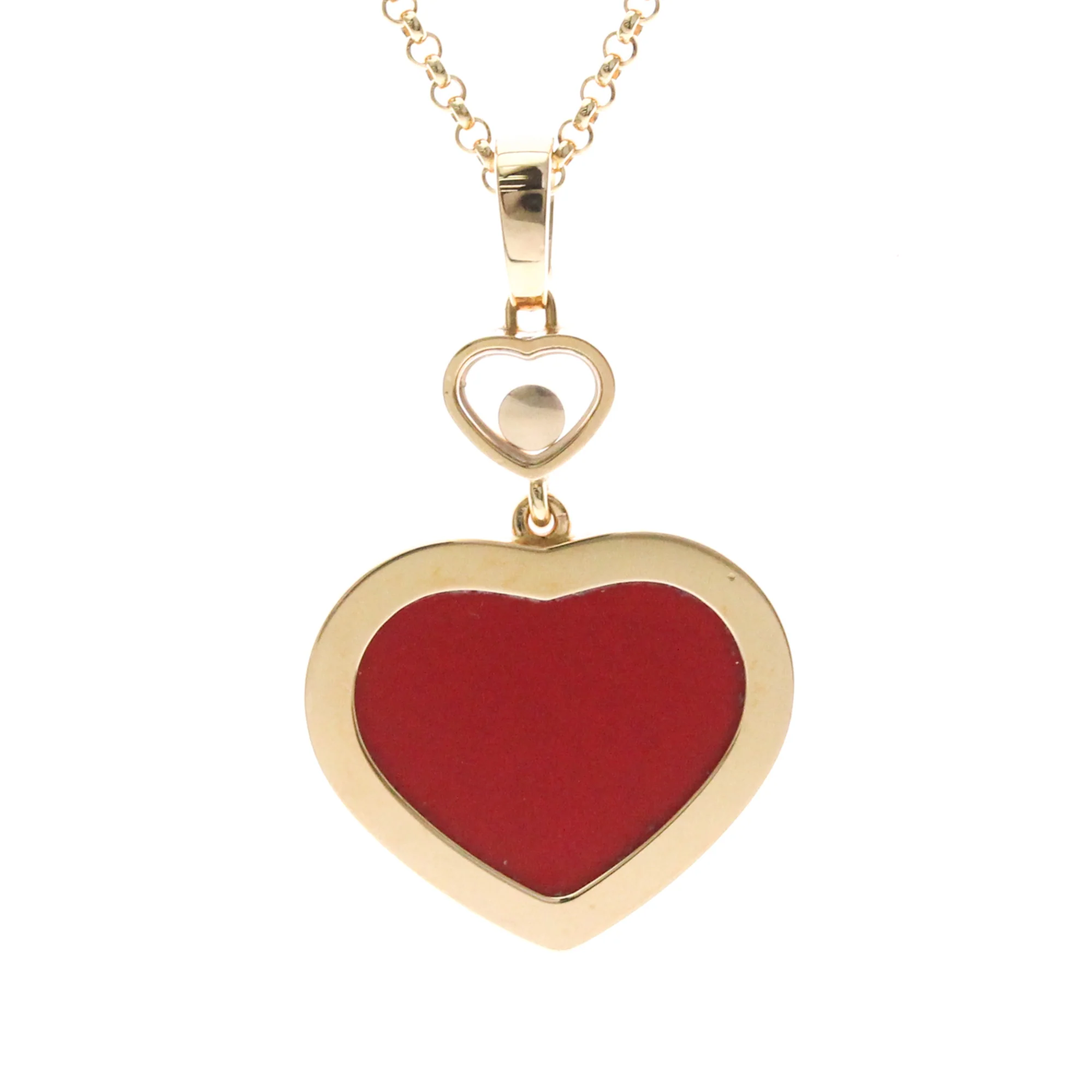 Pendant Necklace 18K Rose Gold with Diamond and Carnelian - Image 2