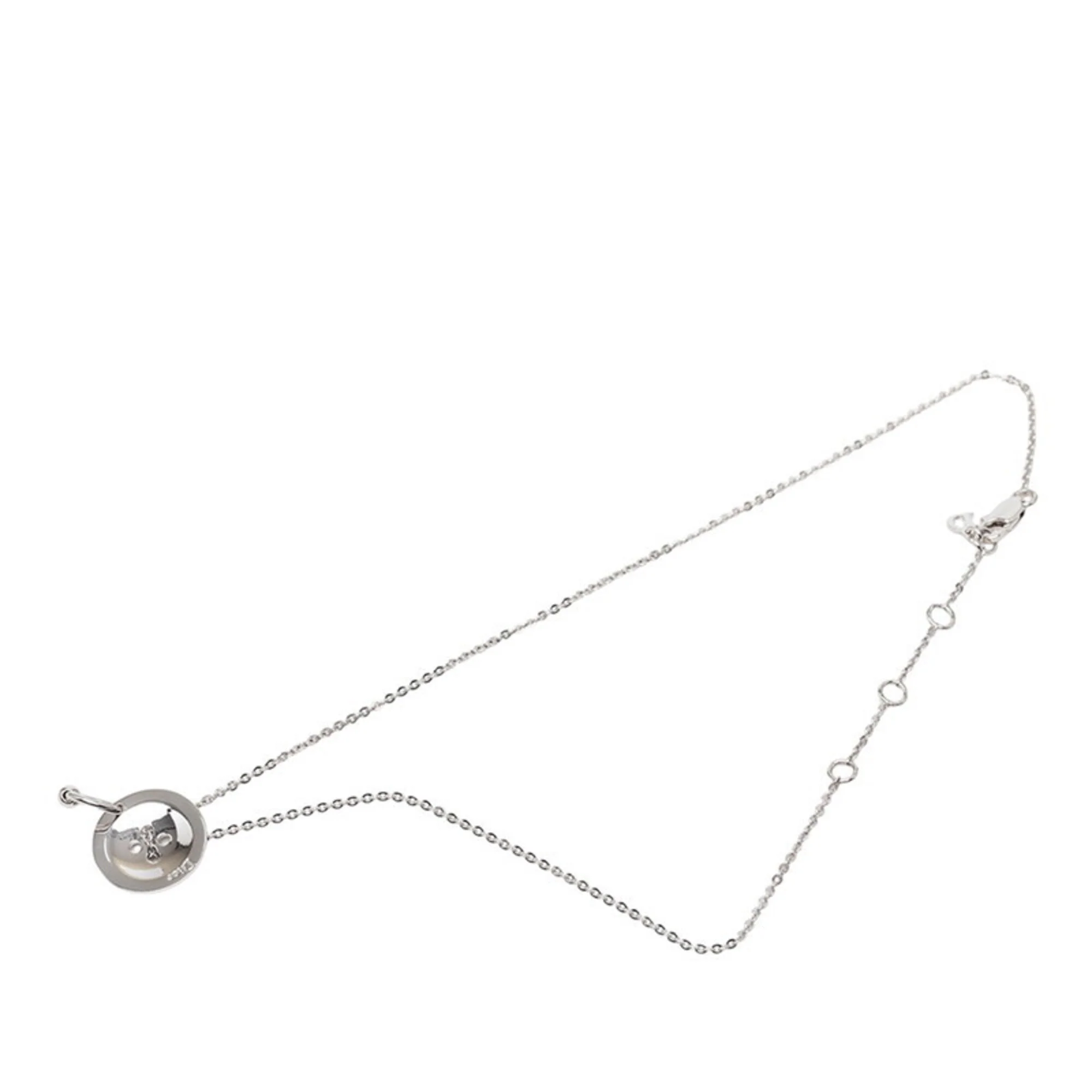 Button Motif Pendant Necklace Silver Metal