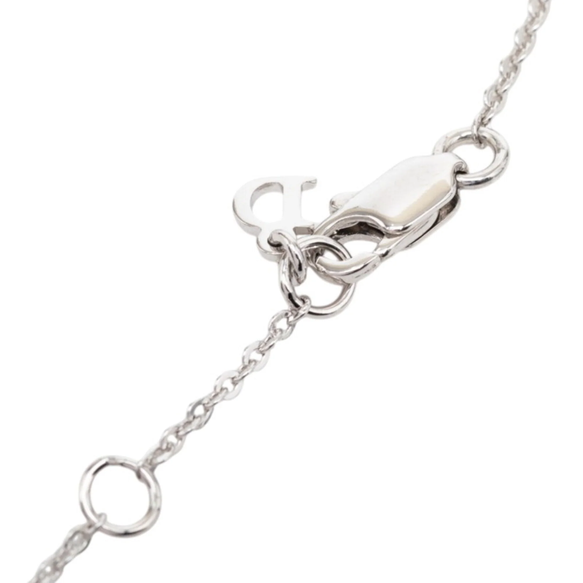 Button Motif Pendant Necklace Silver Metal - Image 4