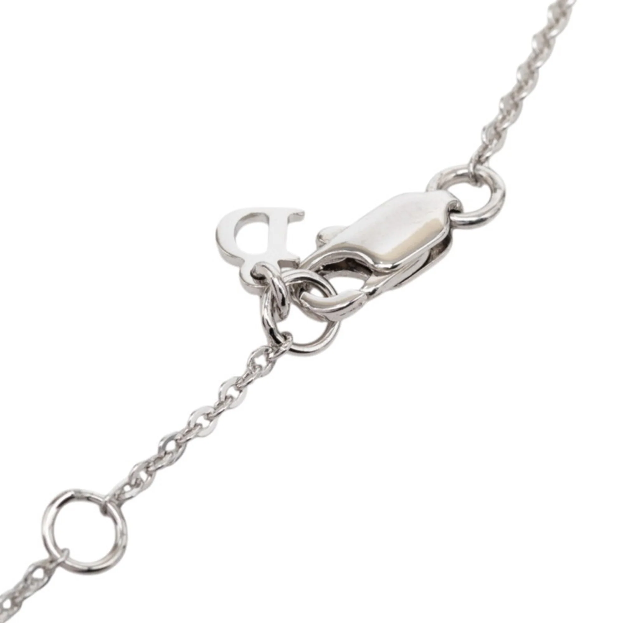Button Motif Pendant Necklace Silver Metal - Image 5