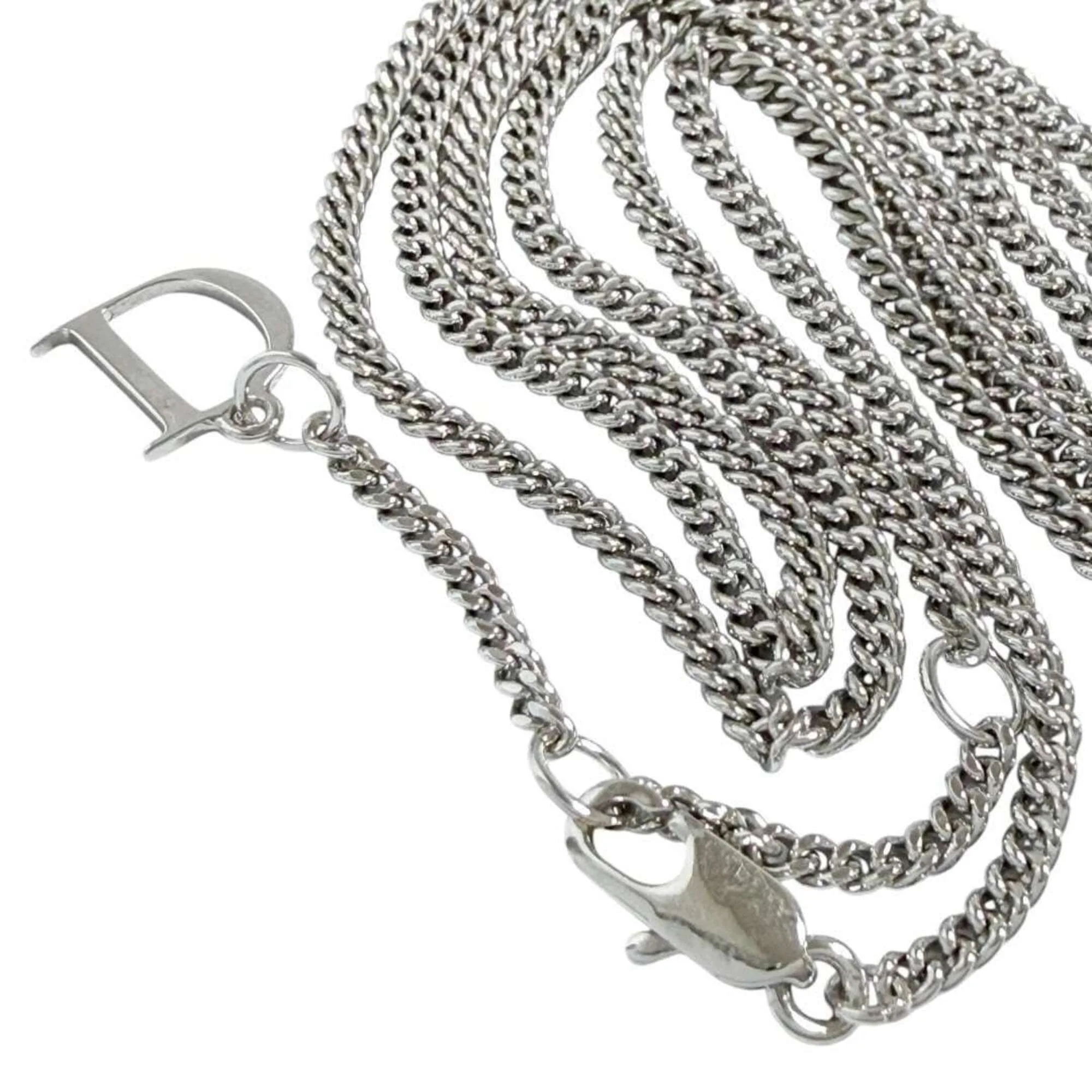 Guilloche Plate Pendant Necklace Silver Metal - Image 5