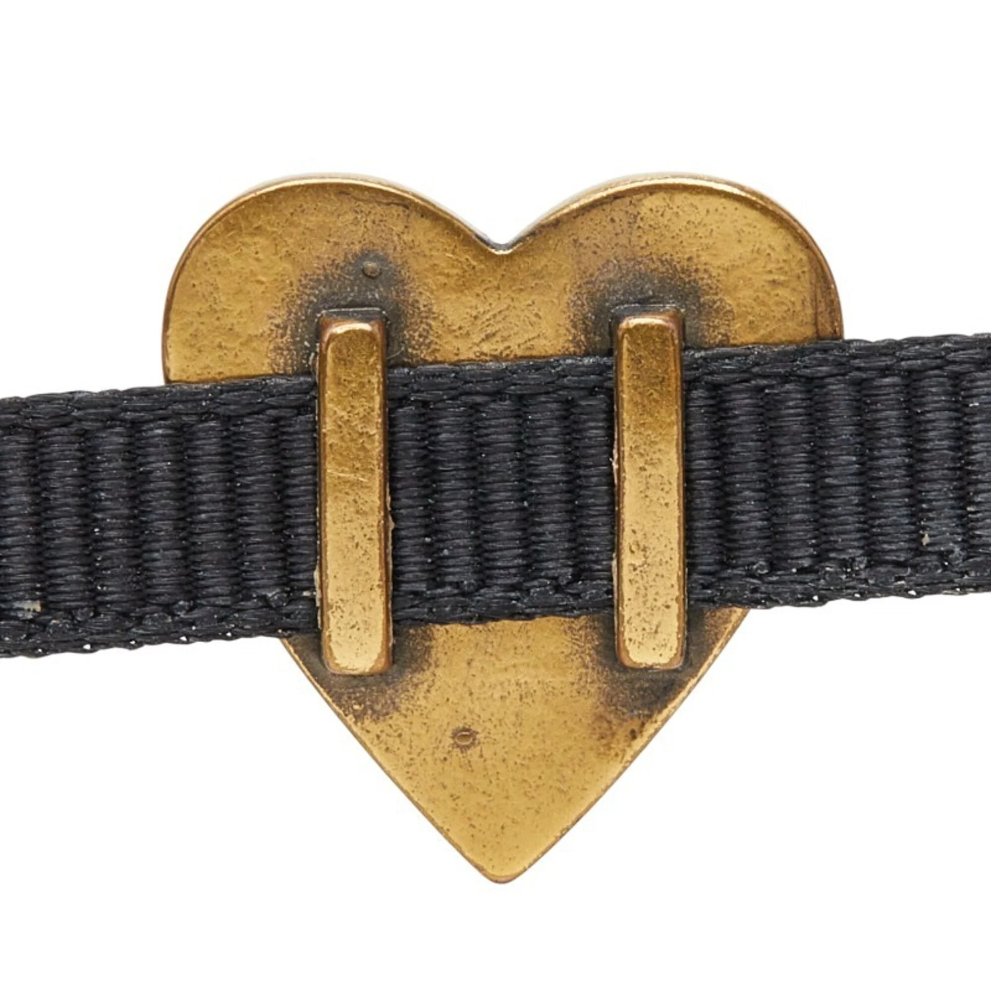 Heart Grosgrain Ribbon Necklace Metal Black and Gold - Image 5