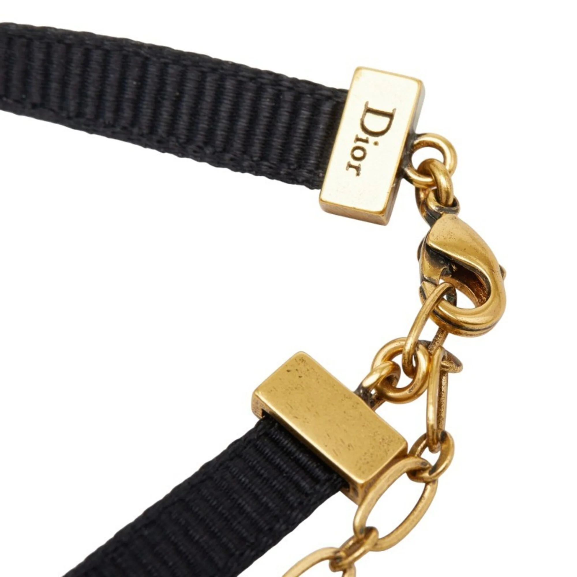 Heart Grosgrain Ribbon Necklace Metal Black and Gold - Image 6