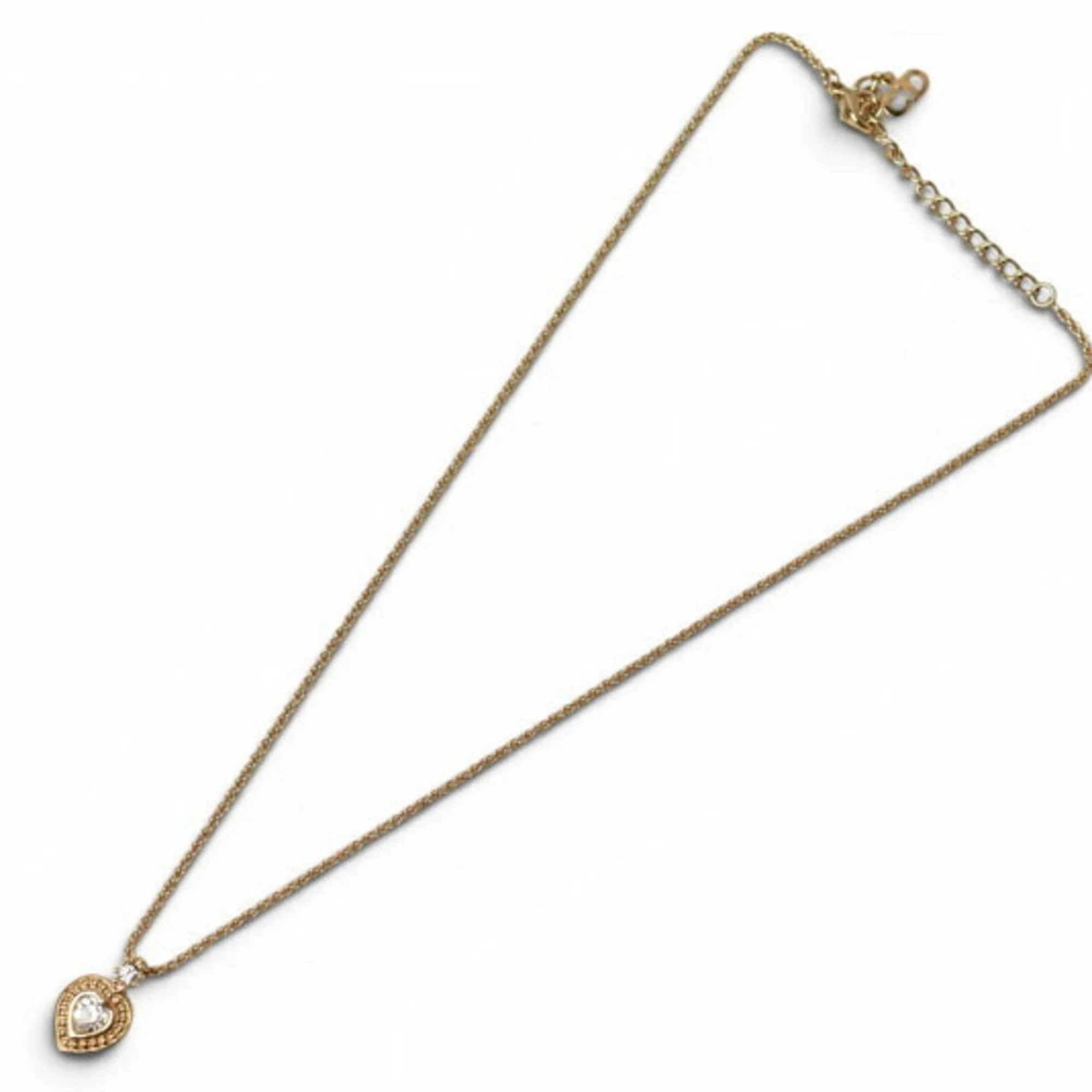 Heart Motif Pendant Necklace Gold and Rhinestone - Image 4