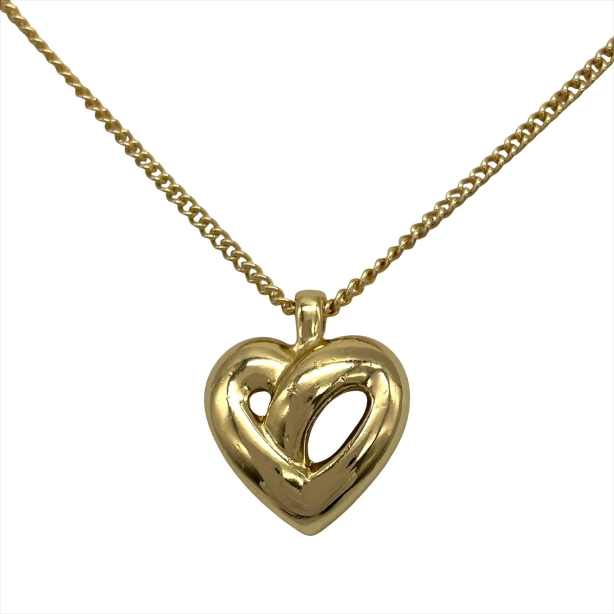 Heart Motif Pendant Necklace Metal Gold