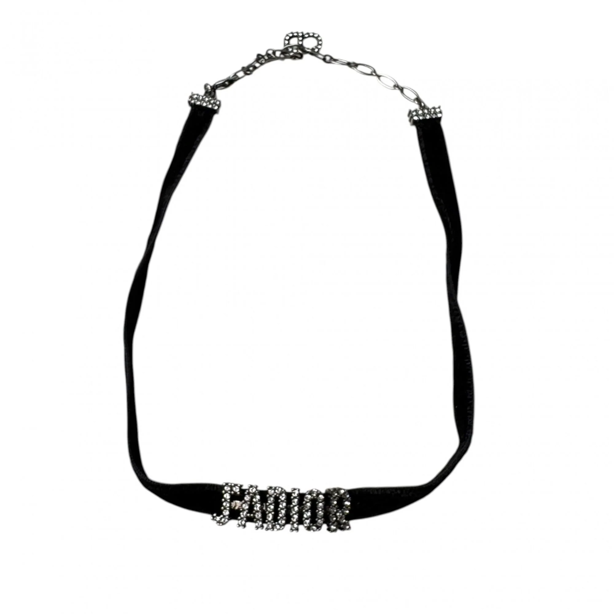 Necklace Metal and Velvet with Rhinestone - Image 2