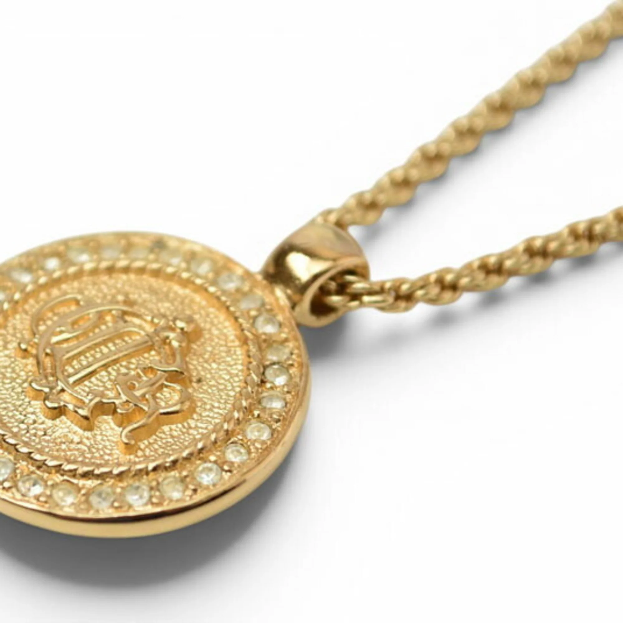 Pendant Necklace Gold and Rhinestone - Image 3