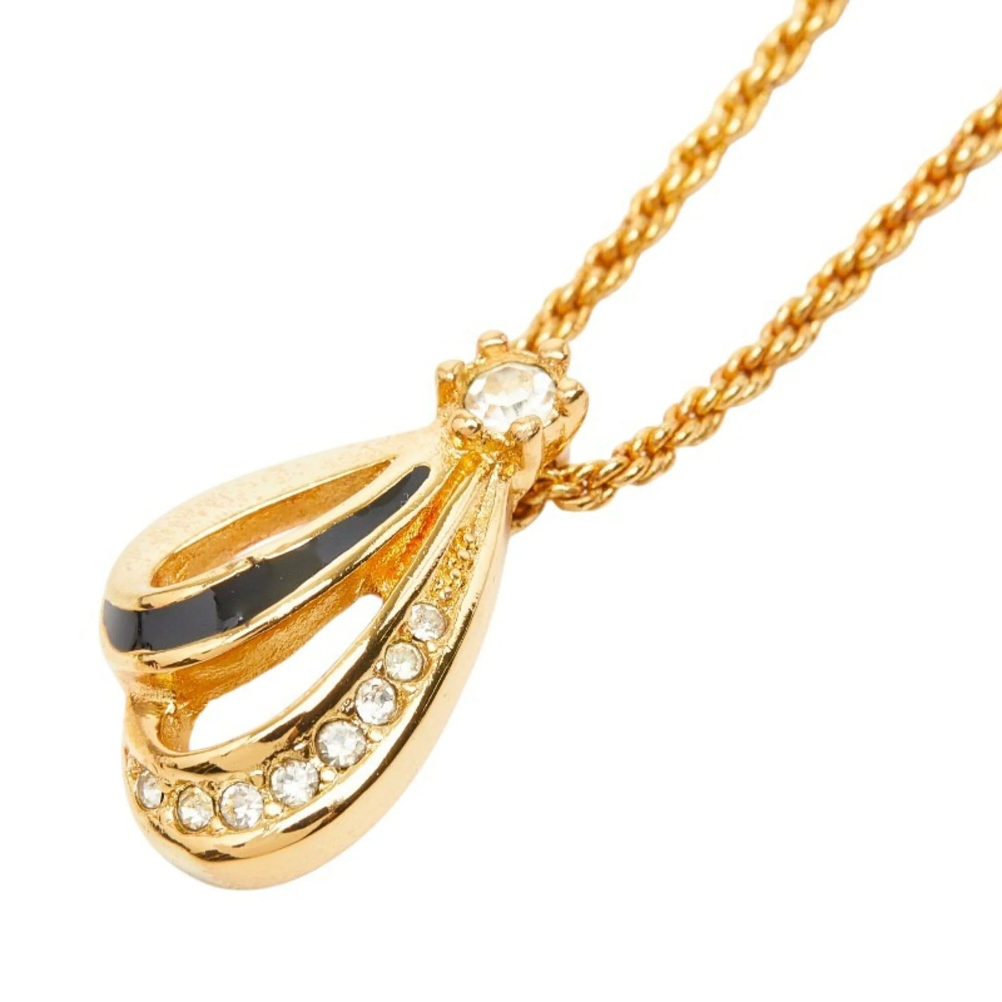 Pendant Necklace Gold and Rhinestone