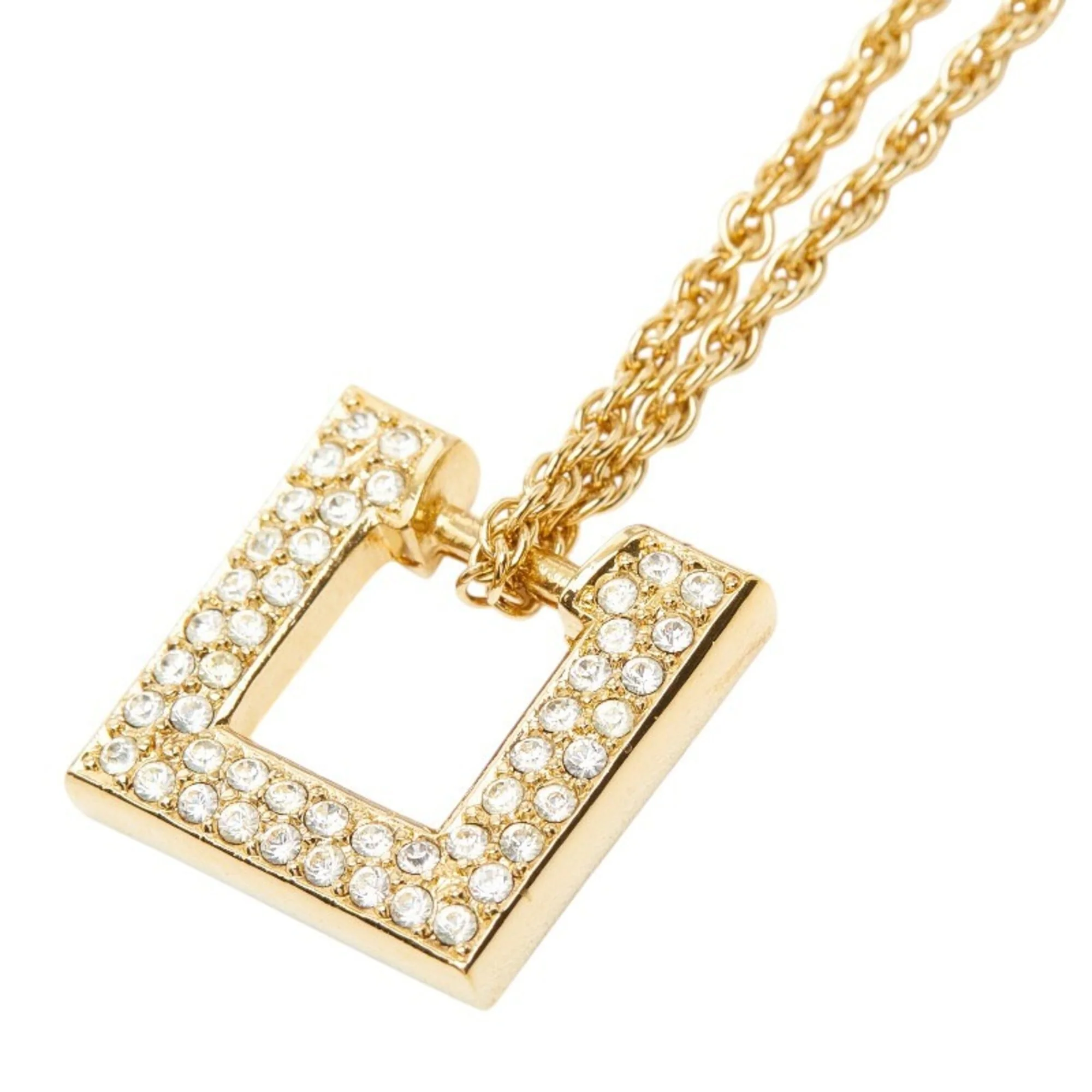 Pendant Necklace Gold and Rhinestone
