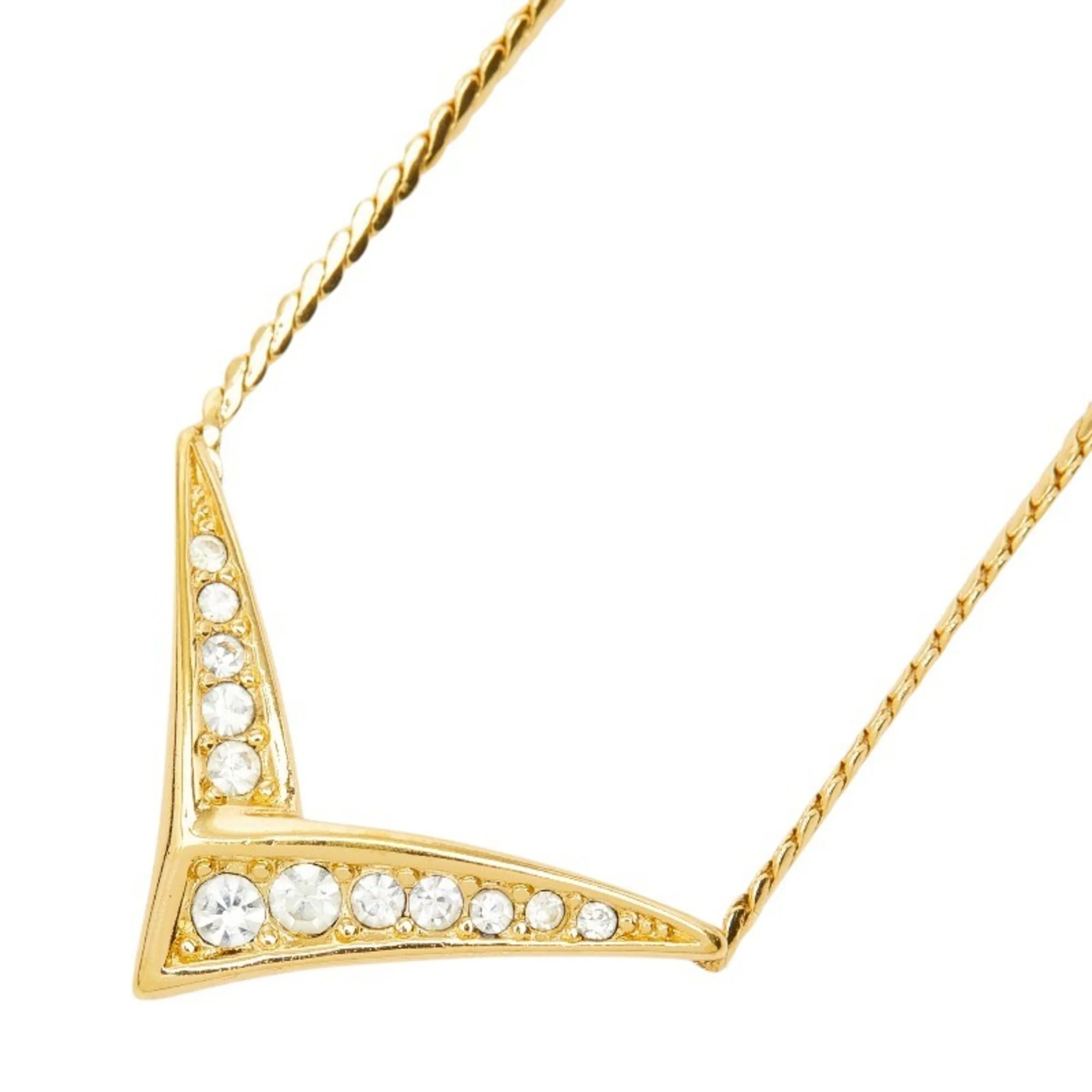 Pendant Necklace Gold and Rhinestone