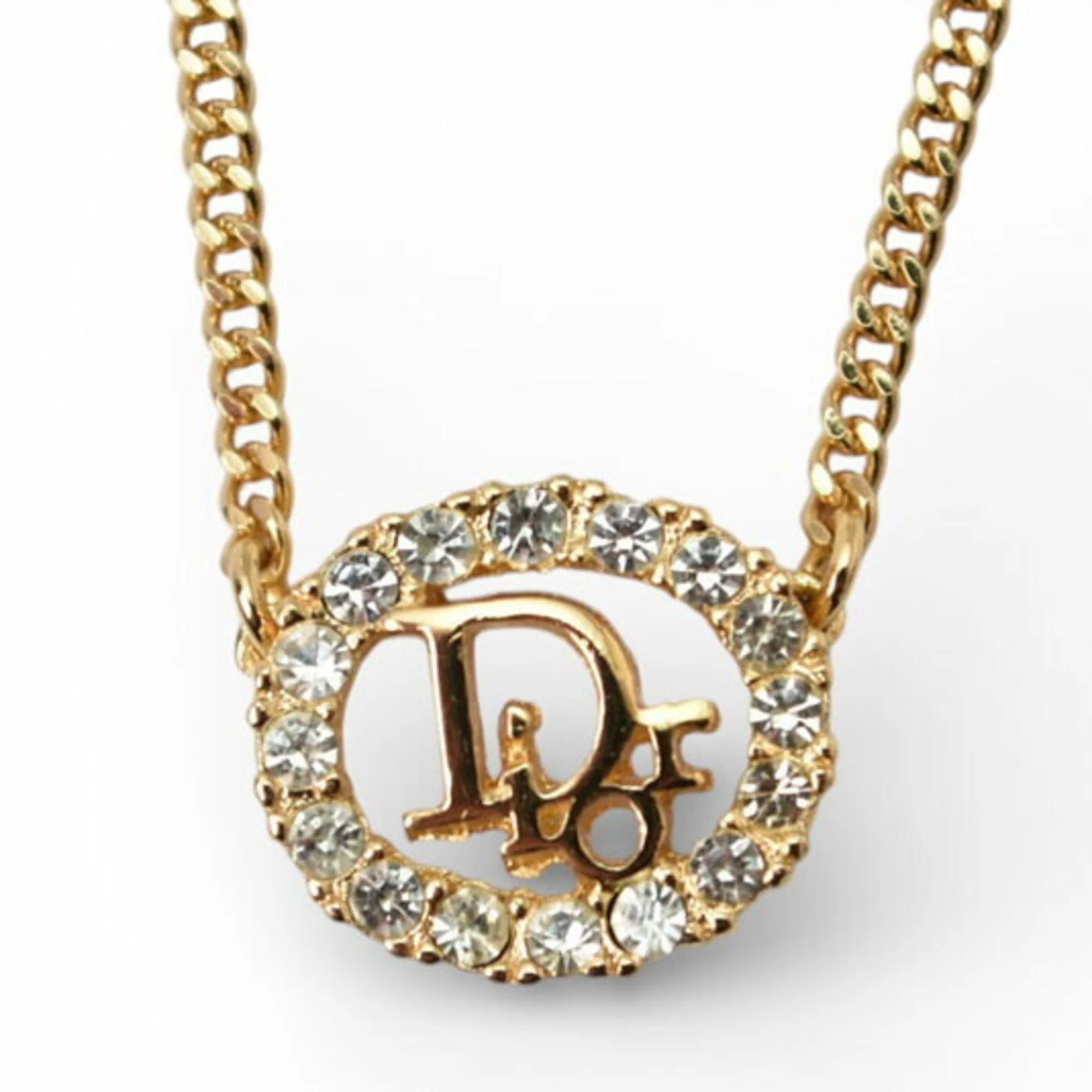 Pendant Necklace Gold and Rhinestone - Image 2