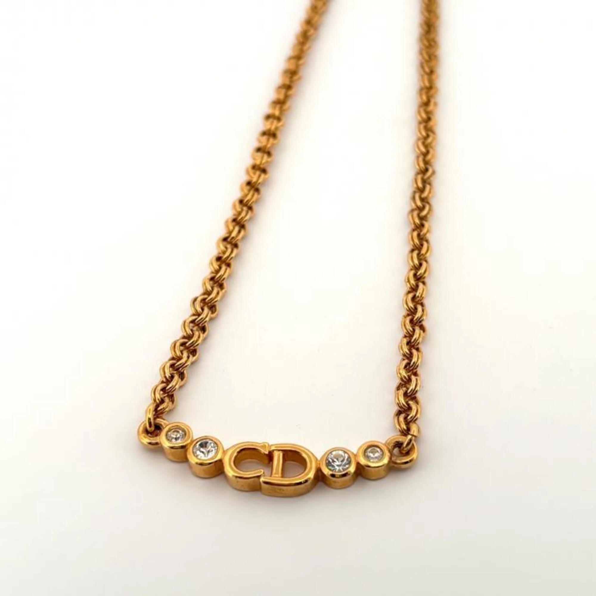 Pendant Necklace Gold and Rhinestone - Image 5