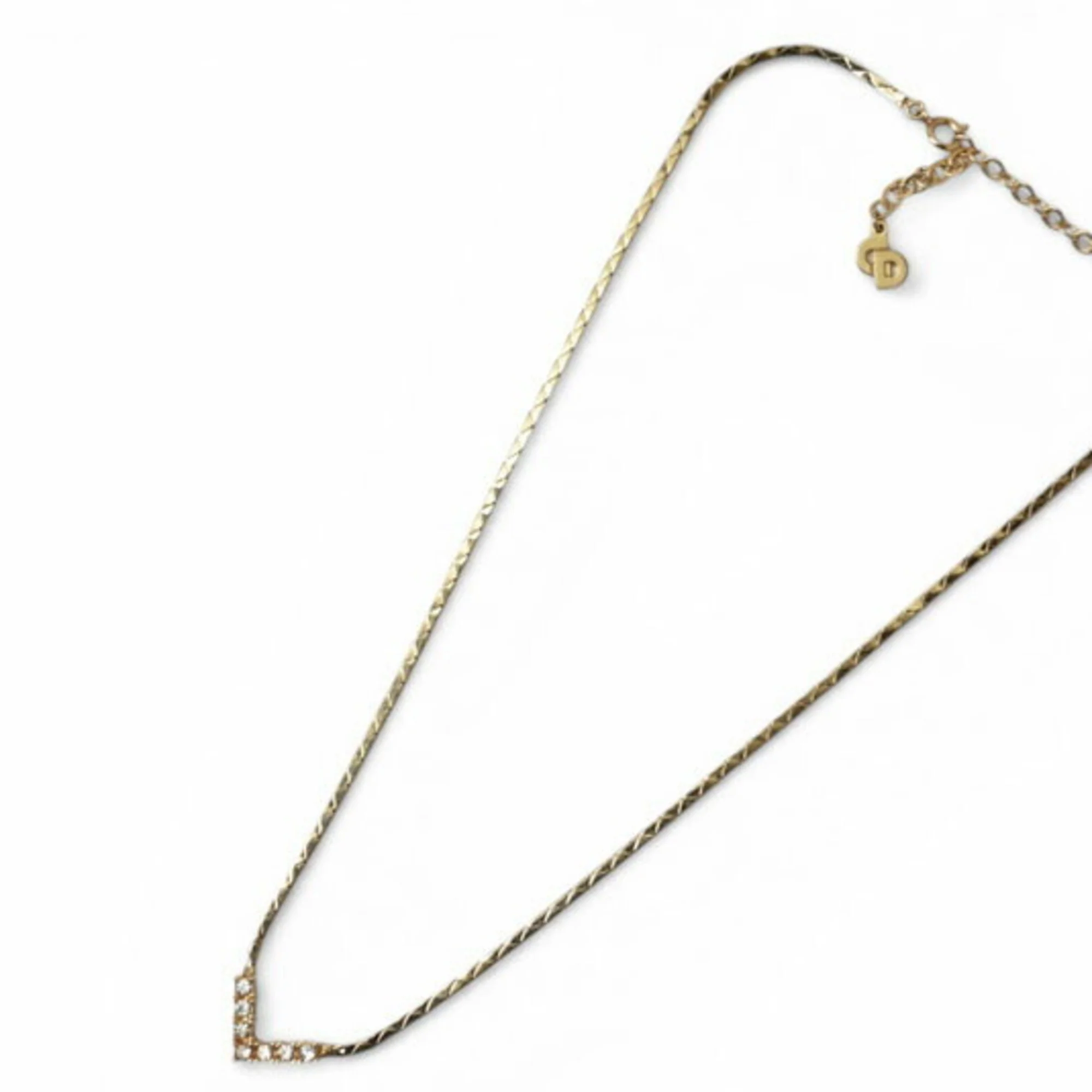 Pendant Necklace Gold V-Shaped With Rhinestone - Image 4