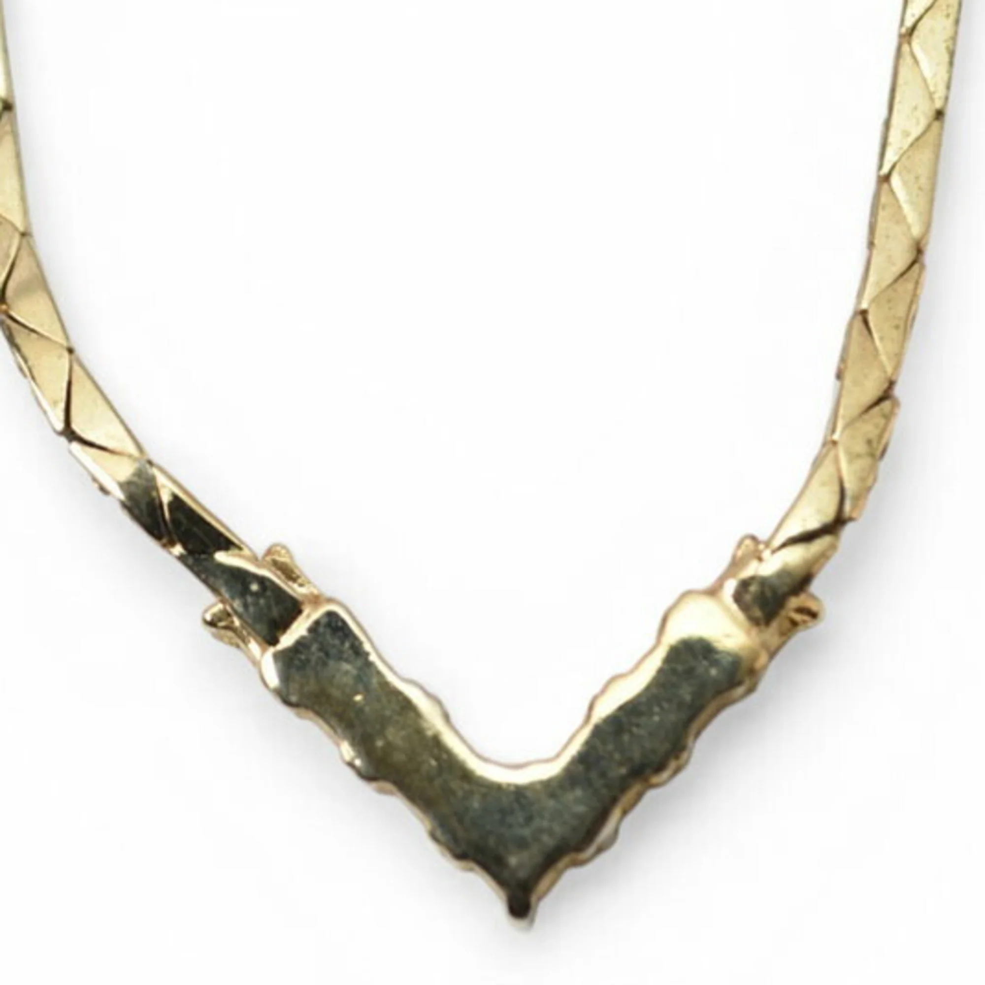 Pendant Necklace Gold V-Shaped With Rhinestone - Image 8