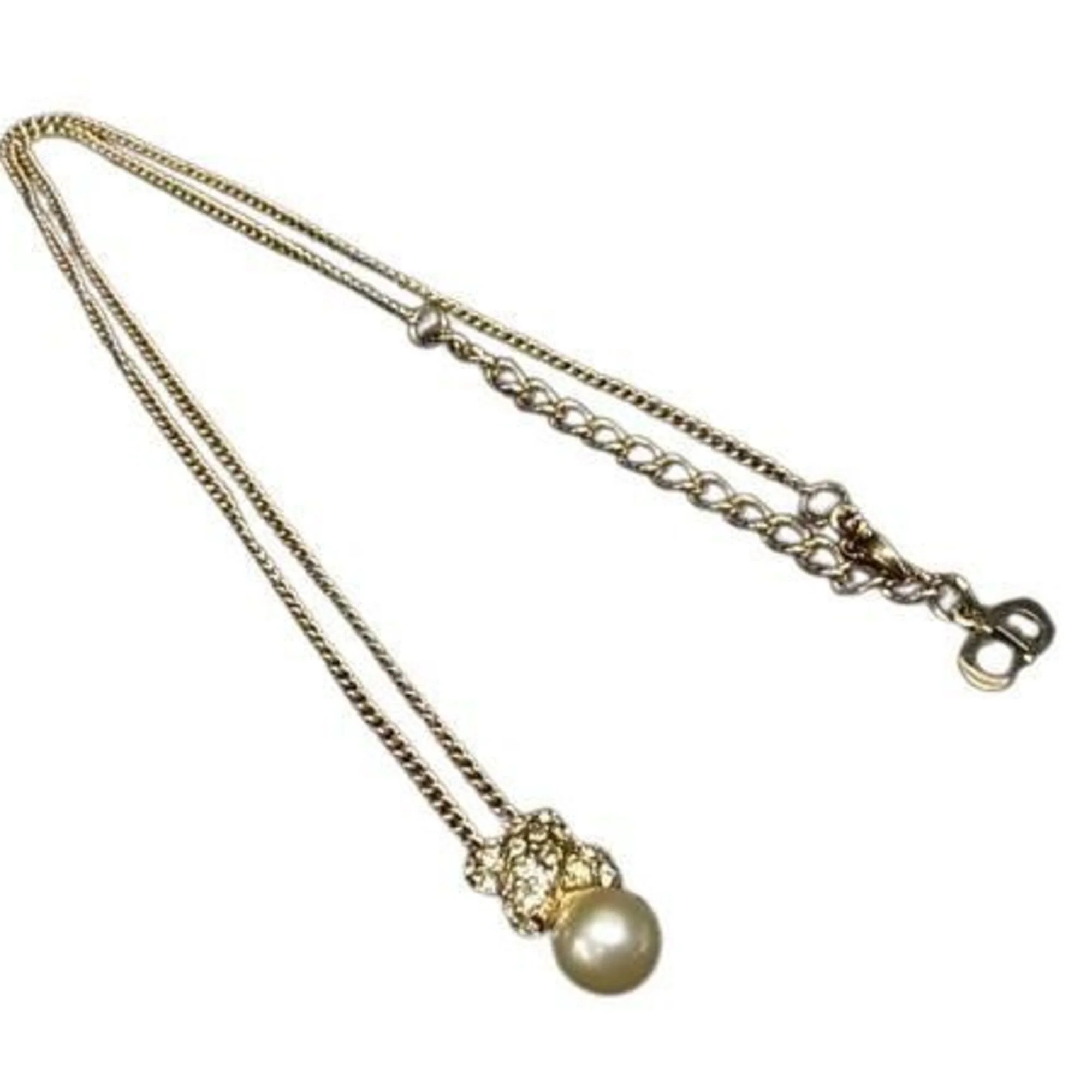 Pendant Necklace Metal with Rhinestone and Faux Pearl