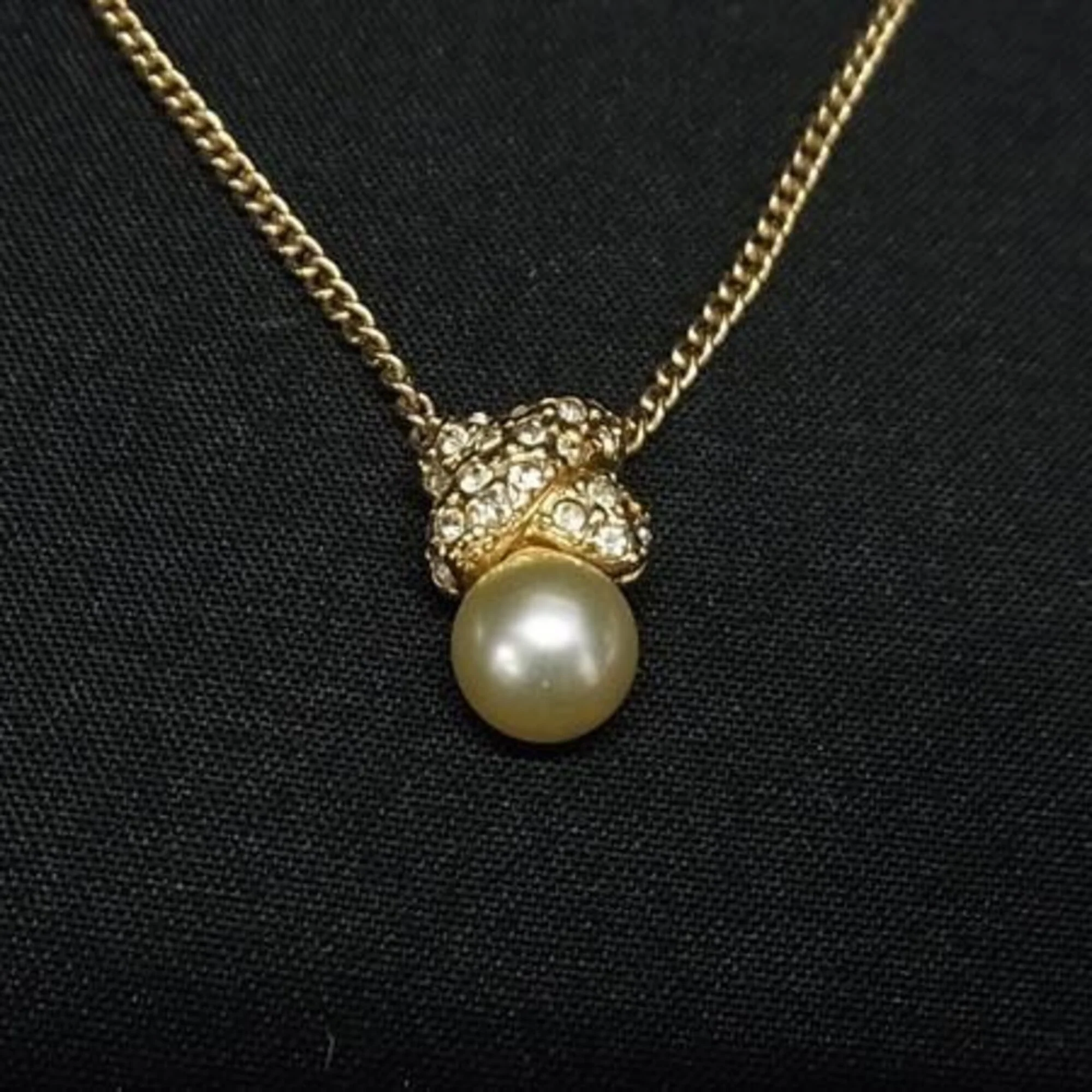 Pendant Necklace Metal with Rhinestone and Faux Pearl - Image 2