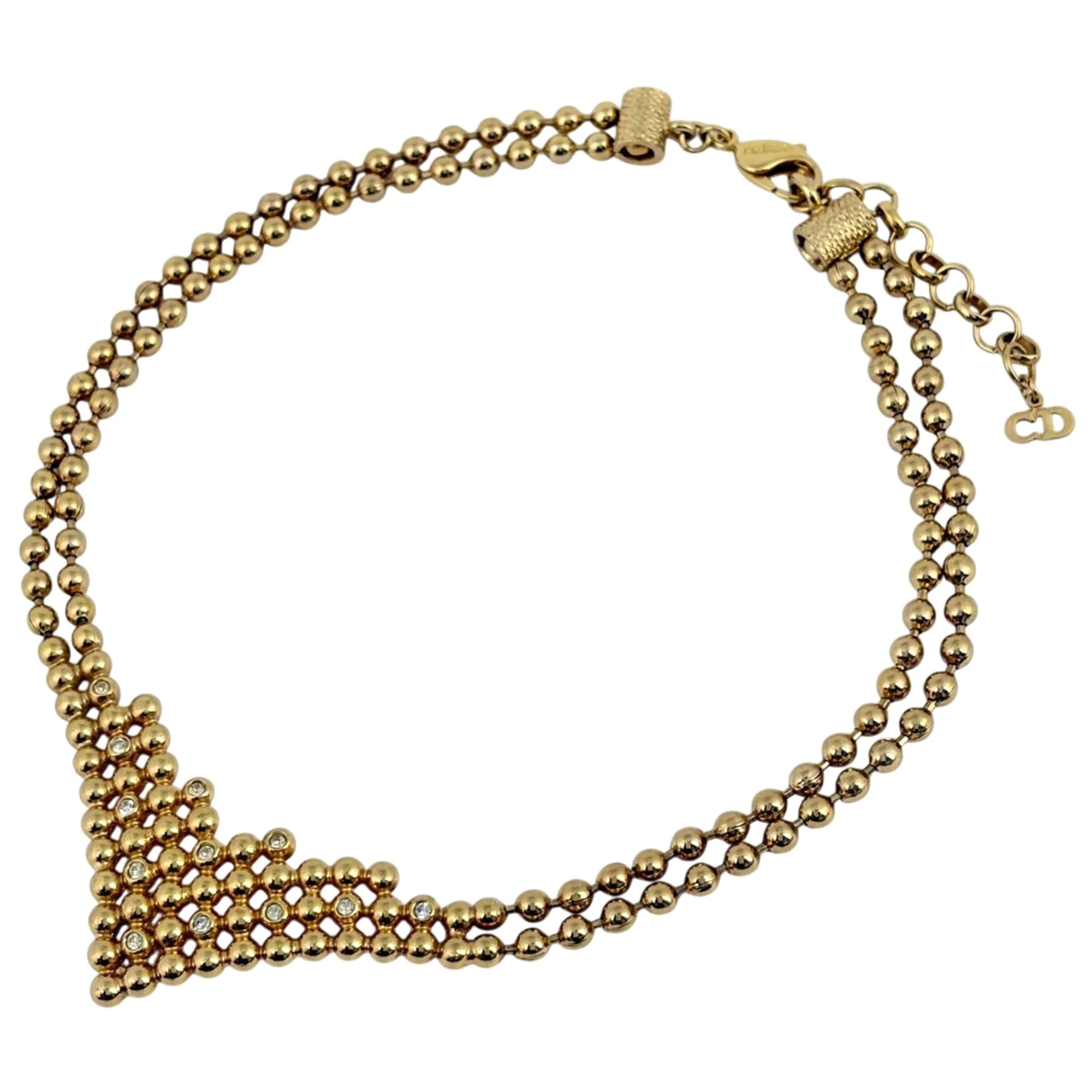 Pendant Necklace Rhinestone and GP Gold