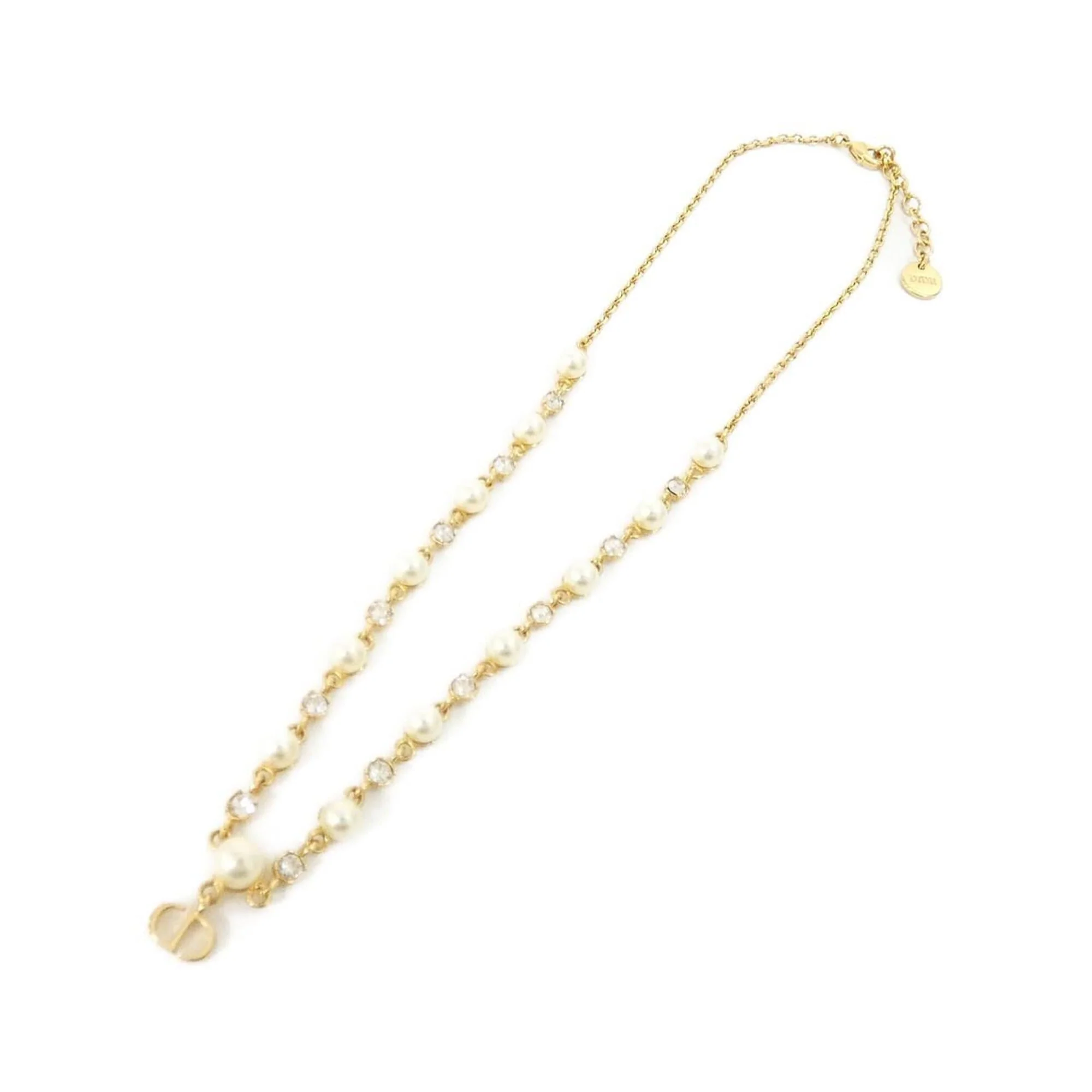 Petite CD Treasure Pendant Necklace Clear Gold White - Image 2