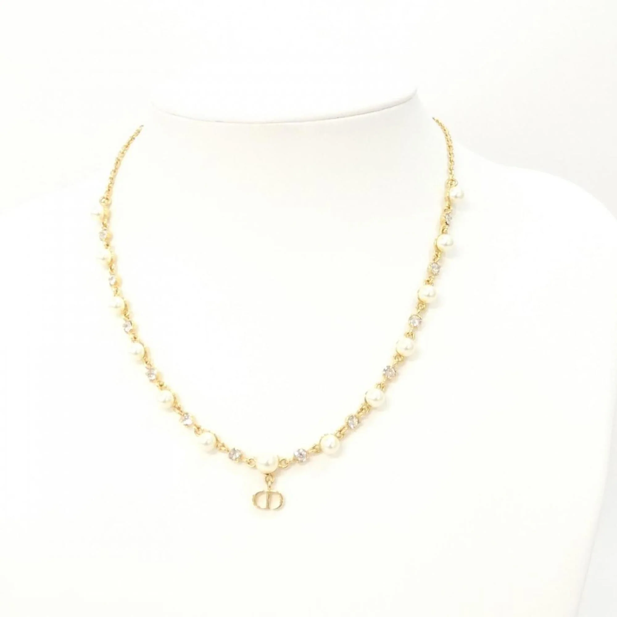 Petite CD Treasure Pendant Necklace Clear Gold White - Image 4