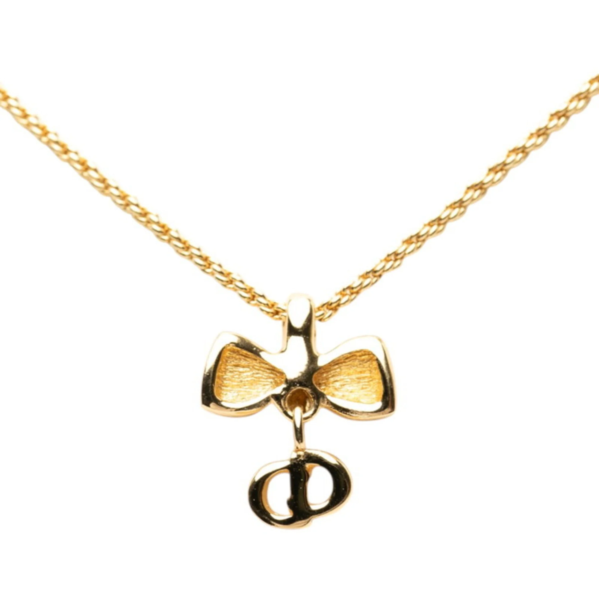 Ribbon Motif Pendant Necklace Gold Plated - Image 2