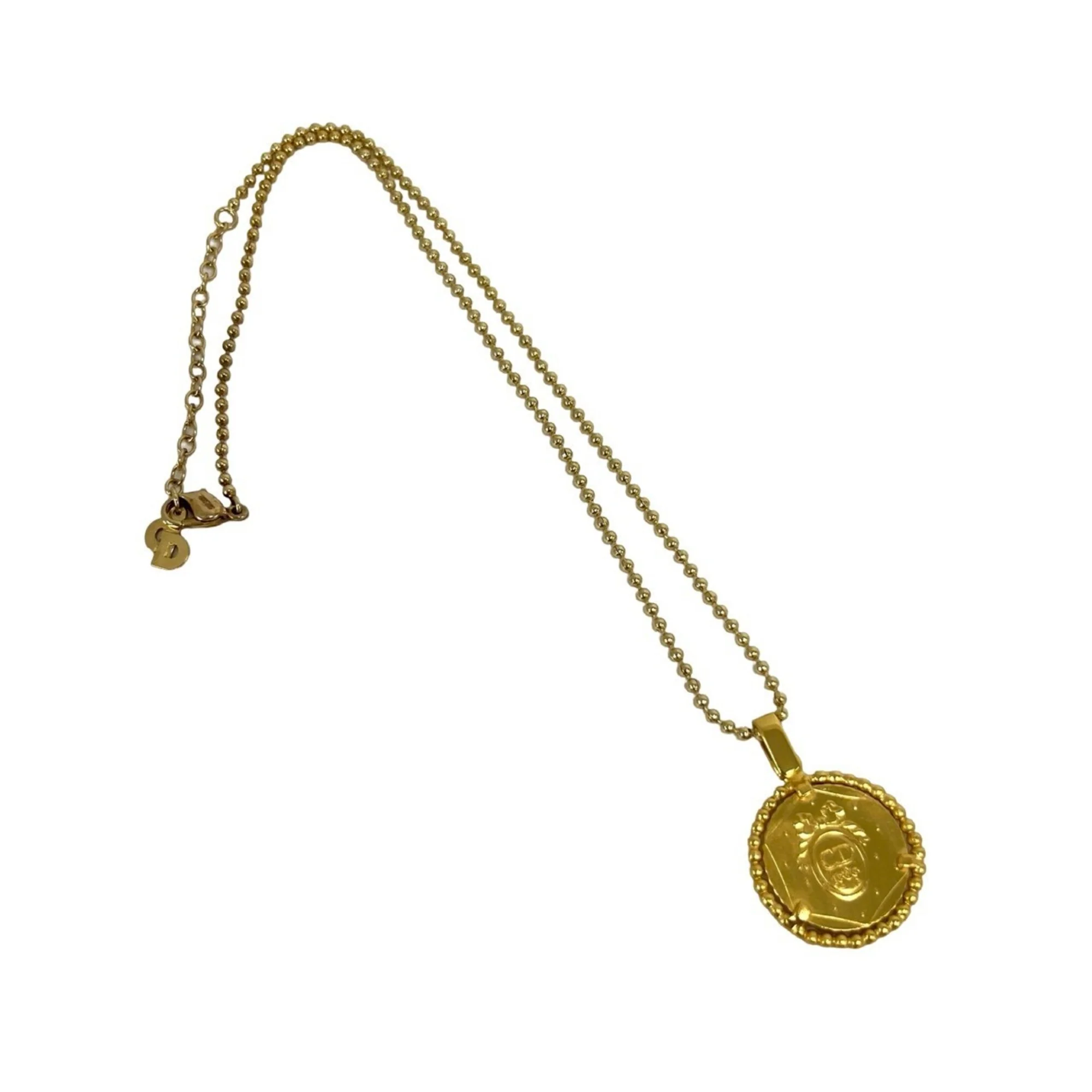 Vintage Coin Motif Pendant Necklace Gold