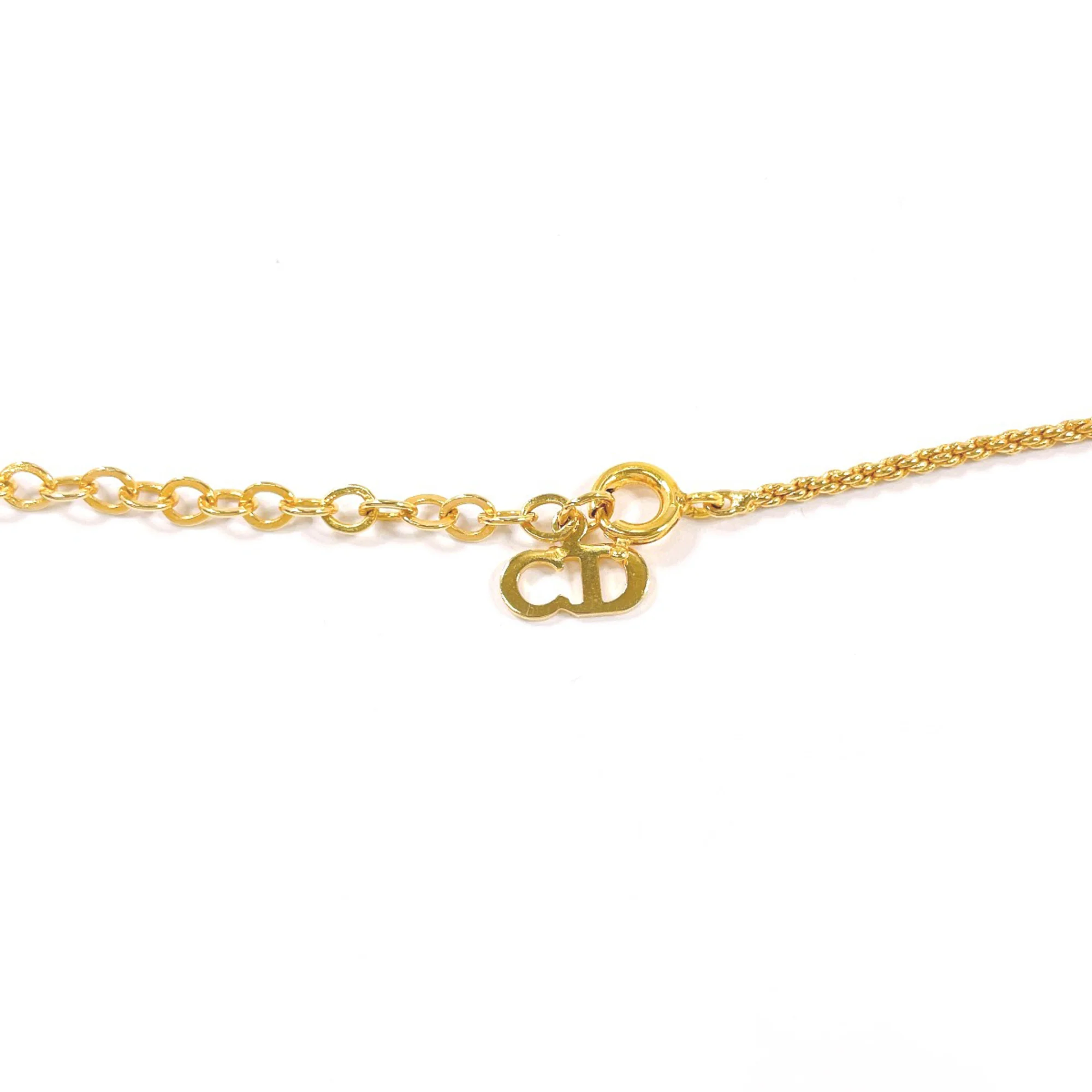 Vintage Pendant Necklace Metal and Rhinestone Gold - Image 3