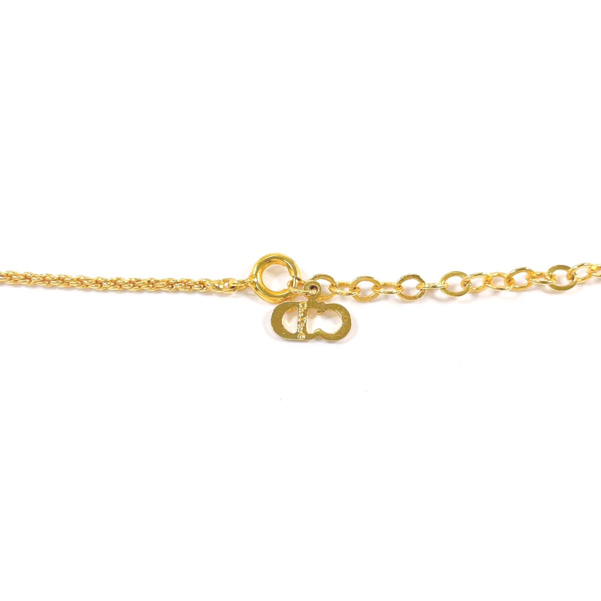 Vintage Pendant Necklace Metal and Rhinestone Gold - Image 4