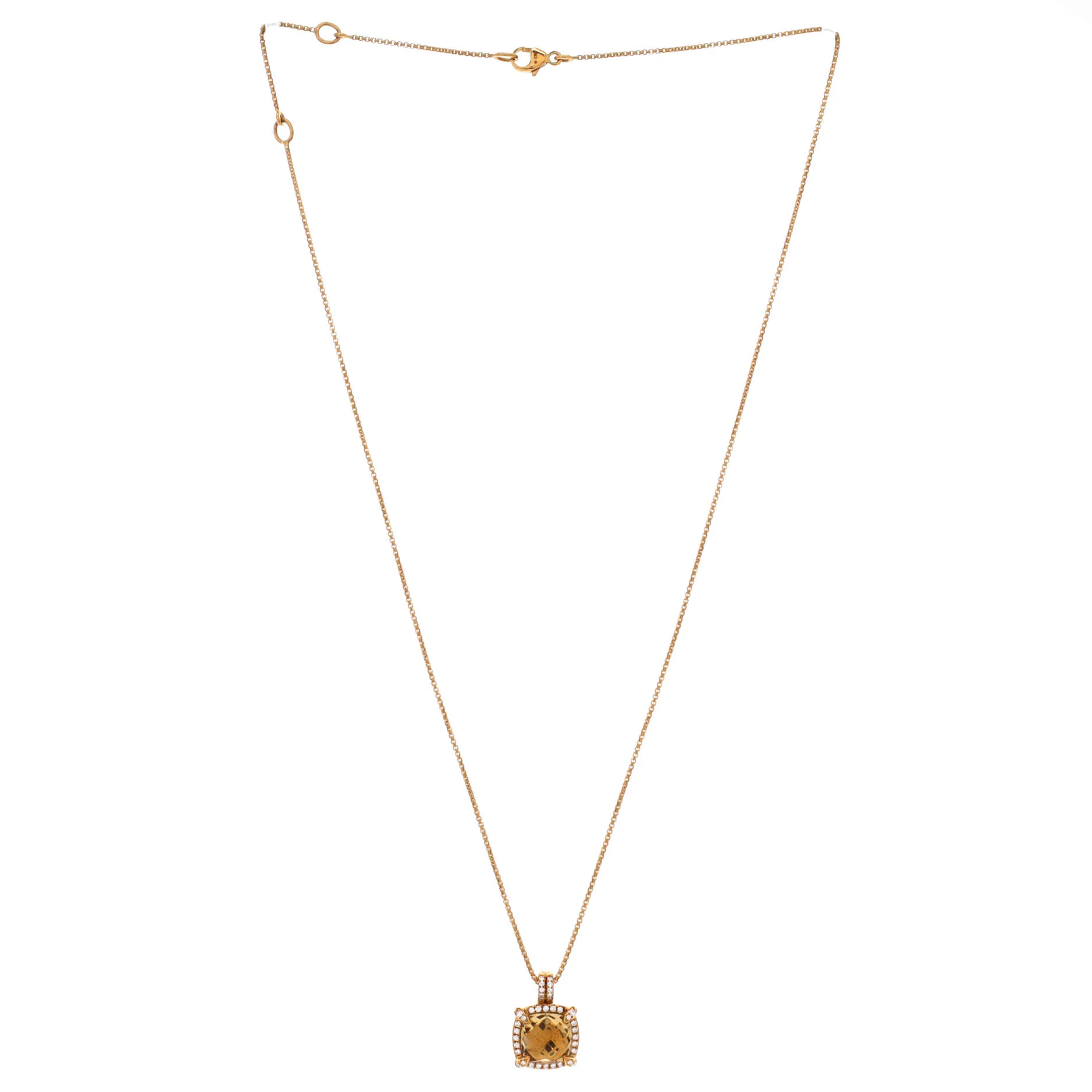 Chatelaine Pendant Necklace 18K Yellow Gold with Citrine and Diamonds 9mm - Image 2