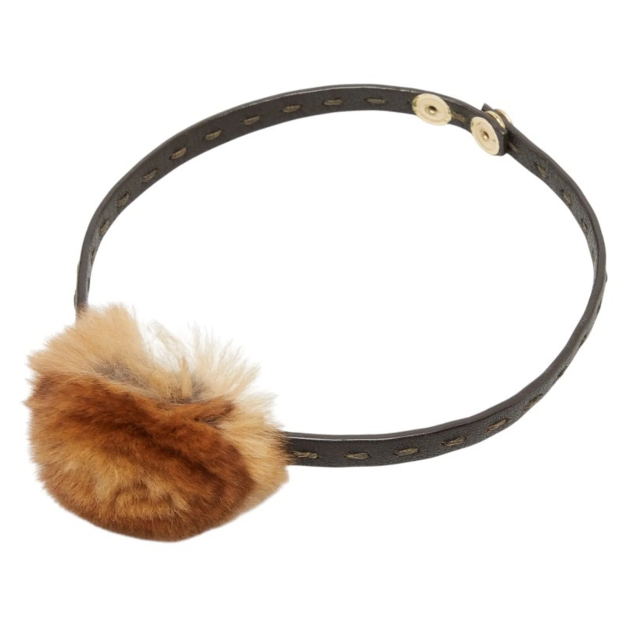 Necklace Brown Fur and Leather