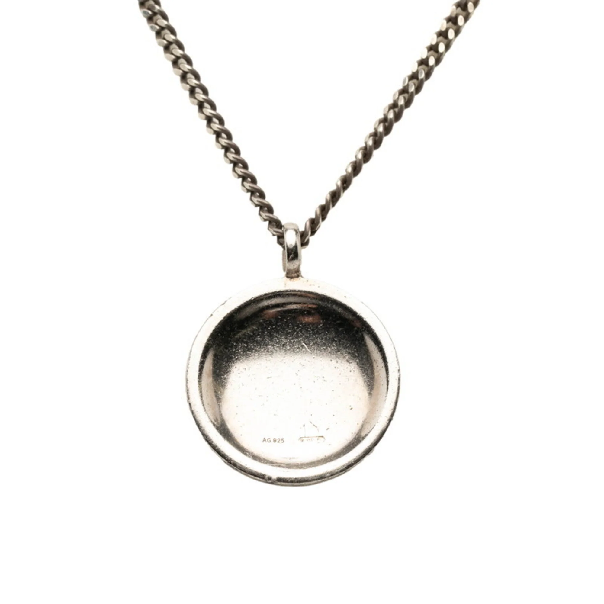 Crest Round Coin Chain Pendant Necklace Sterling Silver - Image 3