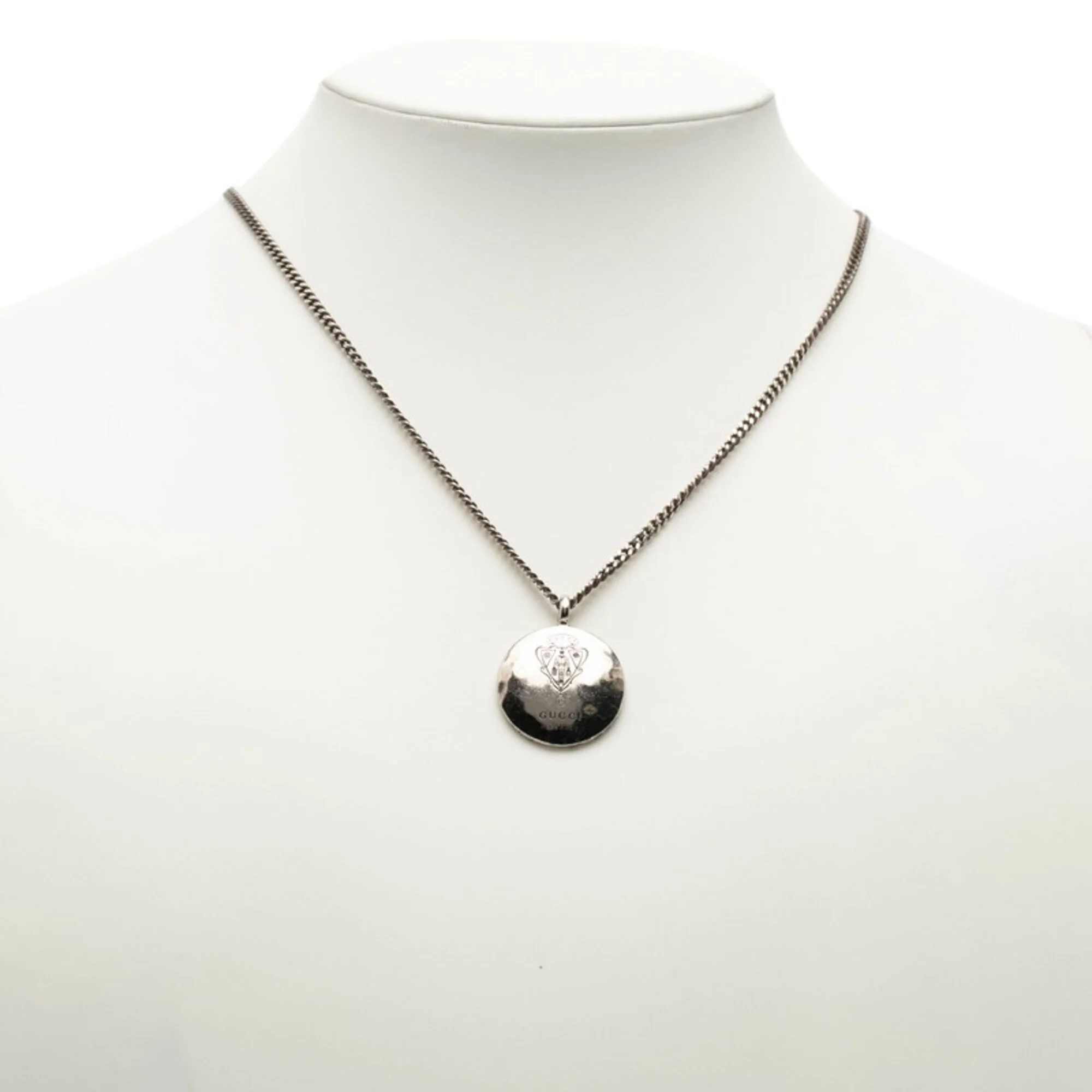 Crest Round Coin Chain Pendant Necklace Sterling Silver - Image 6