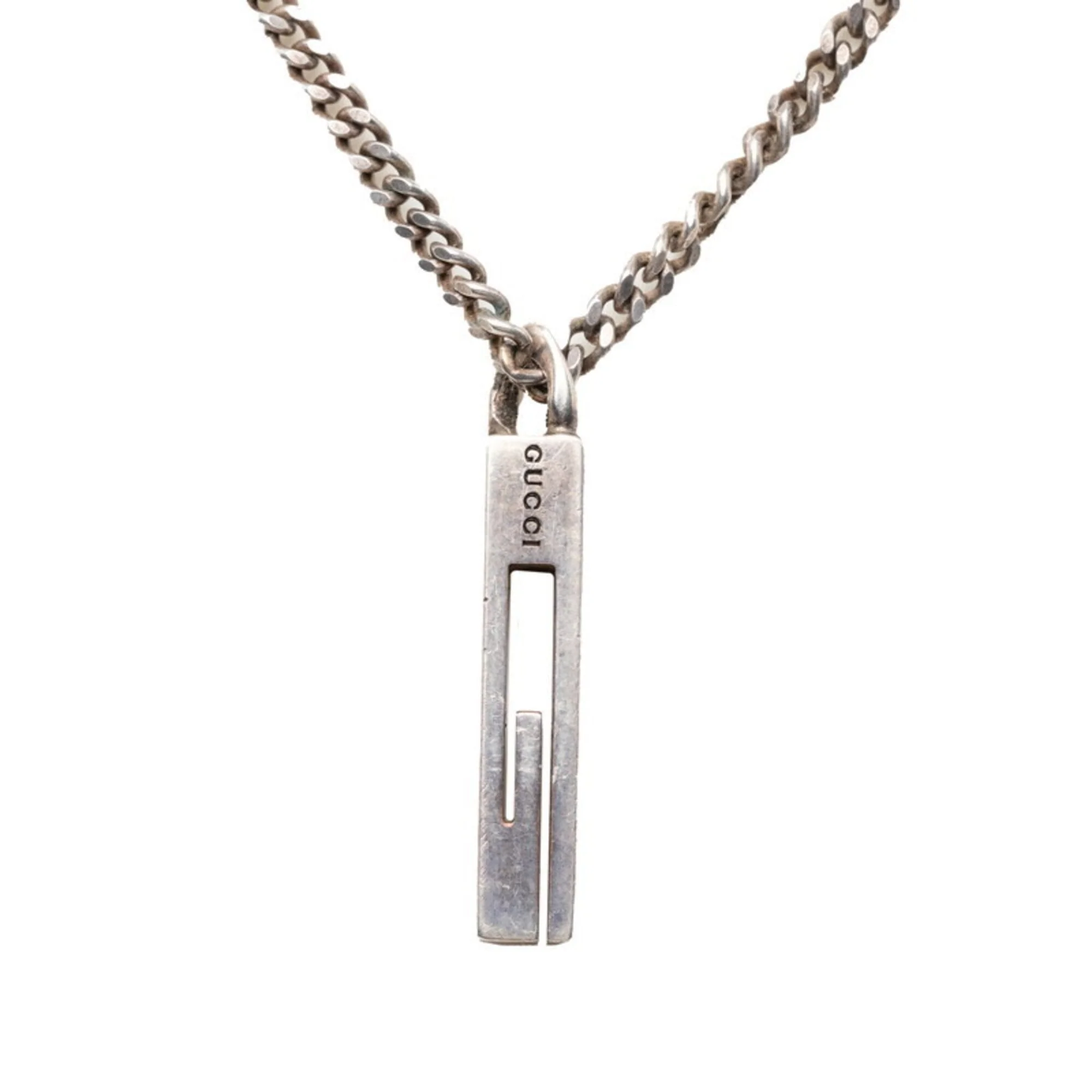 Cutout G G-Bar Pendant Necklace Sterling Silver