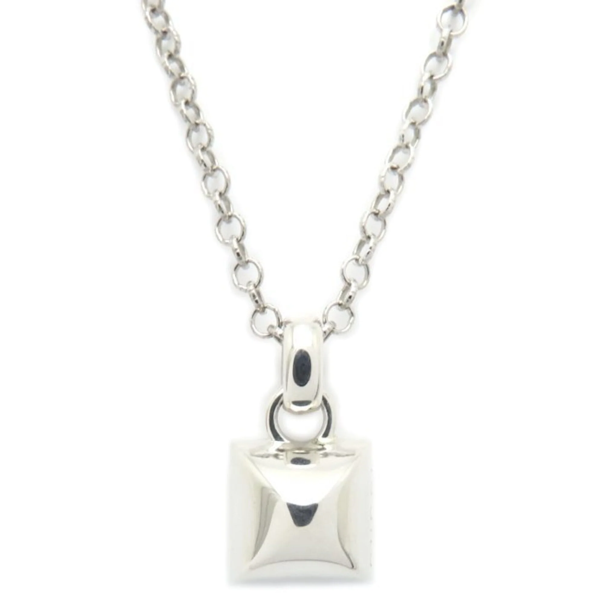 Diamante Pyramid Stud Pendant Necklace Sterling Silver