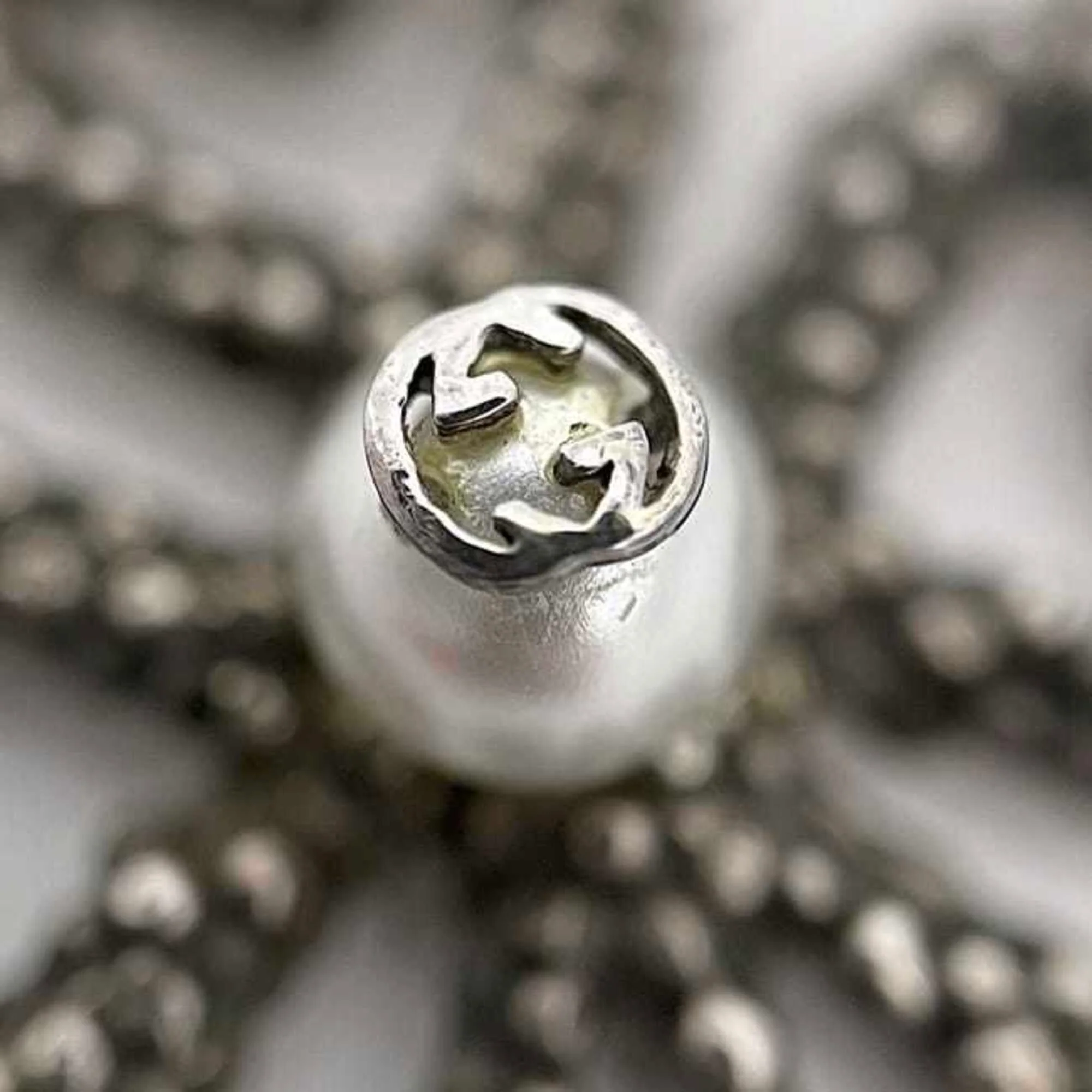 Interlocking Clover Pendant Necklace Sterling Silver with Faux Pearl - Image 6
