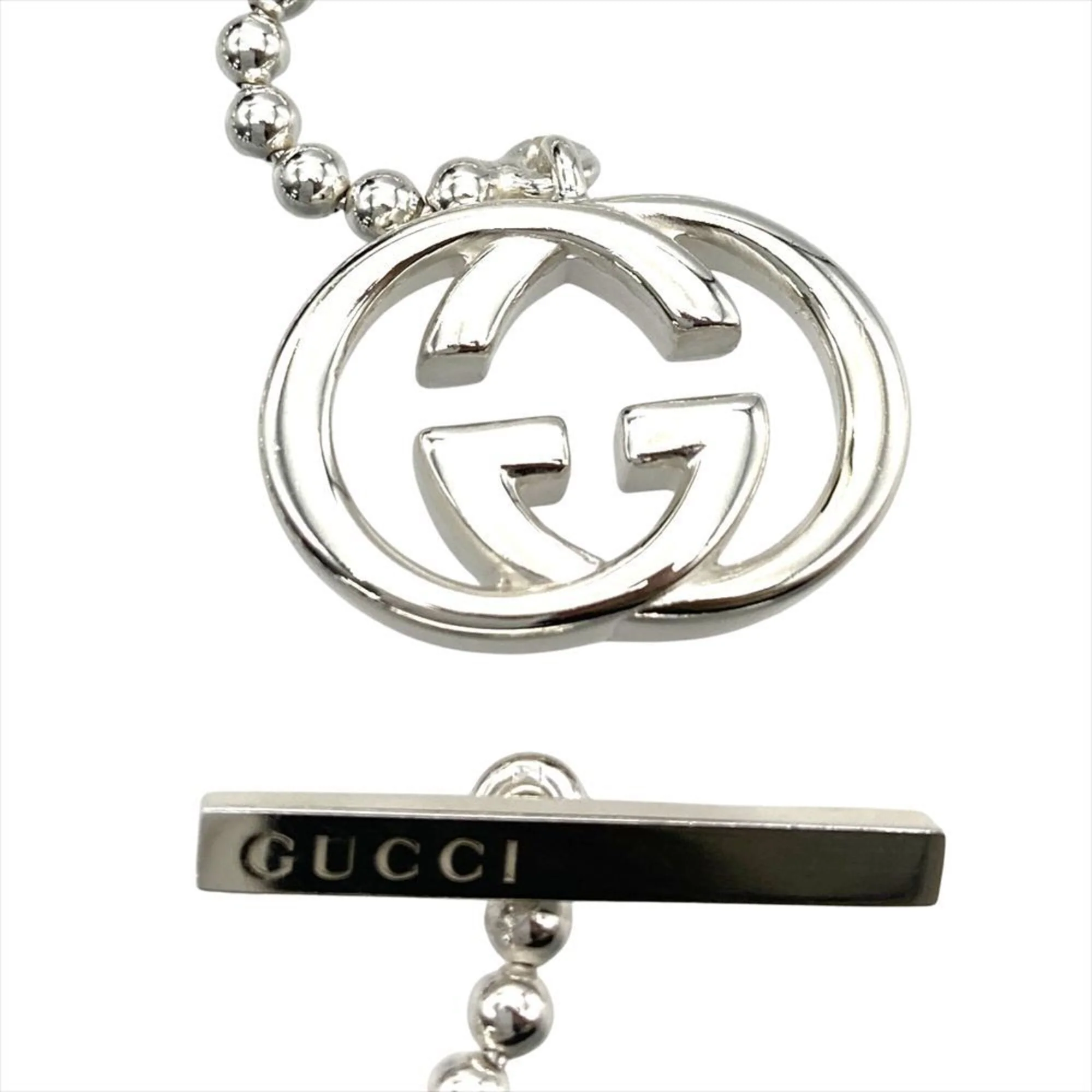 Interlocking G Ball Chain Pendant Necklace Sterling Silver