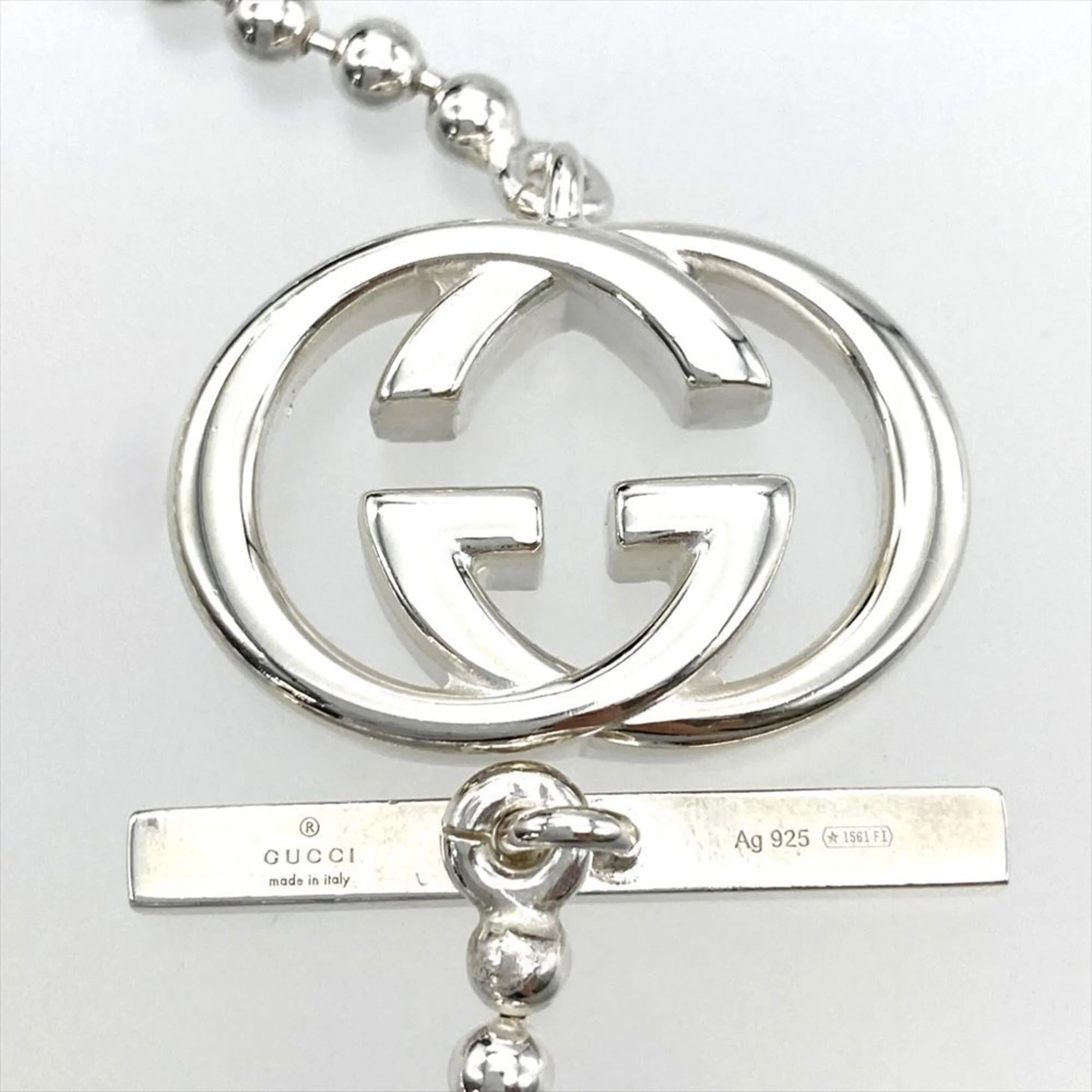 Interlocking G Ball Chain Pendant Necklace Sterling Silver - Image 3