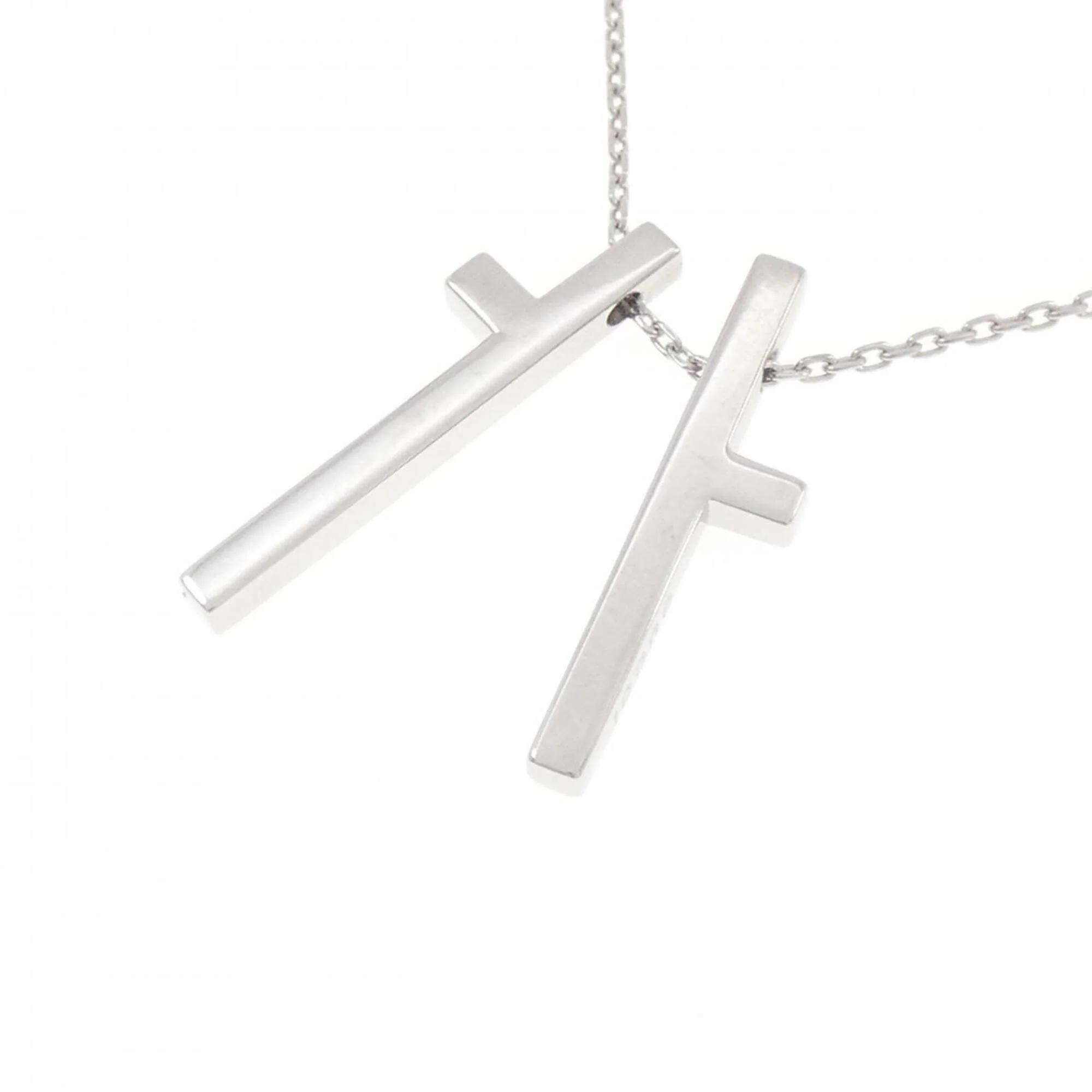 Separate Cross Pendant Necklace 18K White Gold and Diamond - Image 4
