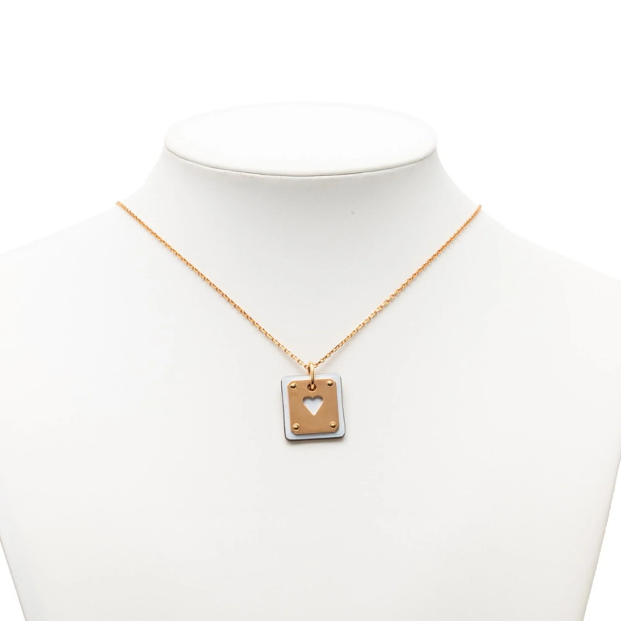 As de Coeur Pendant Necklace Gold and Veau Swift Leather Mini - Image 6
