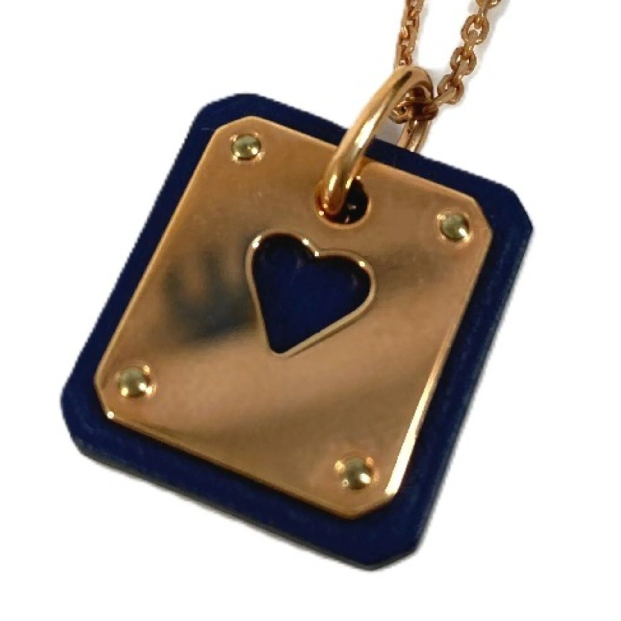 As de Coeur Pendant Necklace Leather and Metal Mini Black and Pink