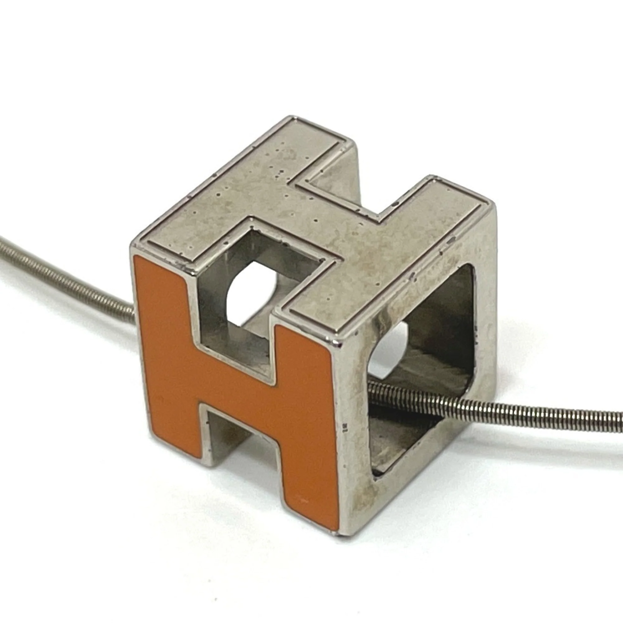 Cage D'H Pendant Necklace Metal Orange and Silver - Image 2
