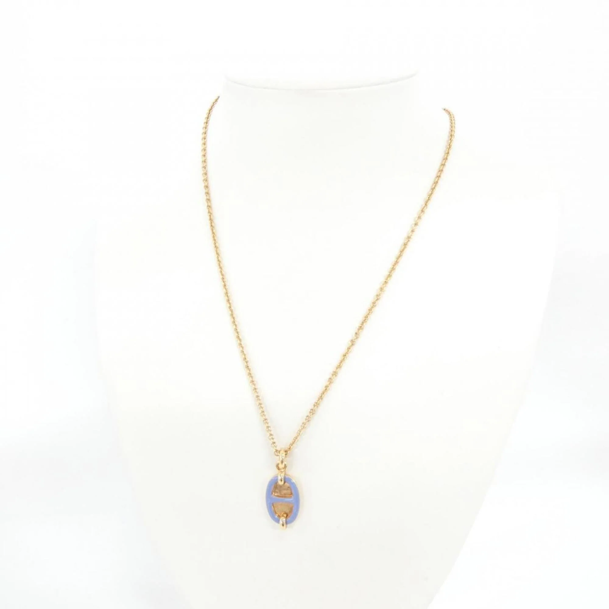 Mini Maillon Pendant Necklace Blue and Gold - Image 5