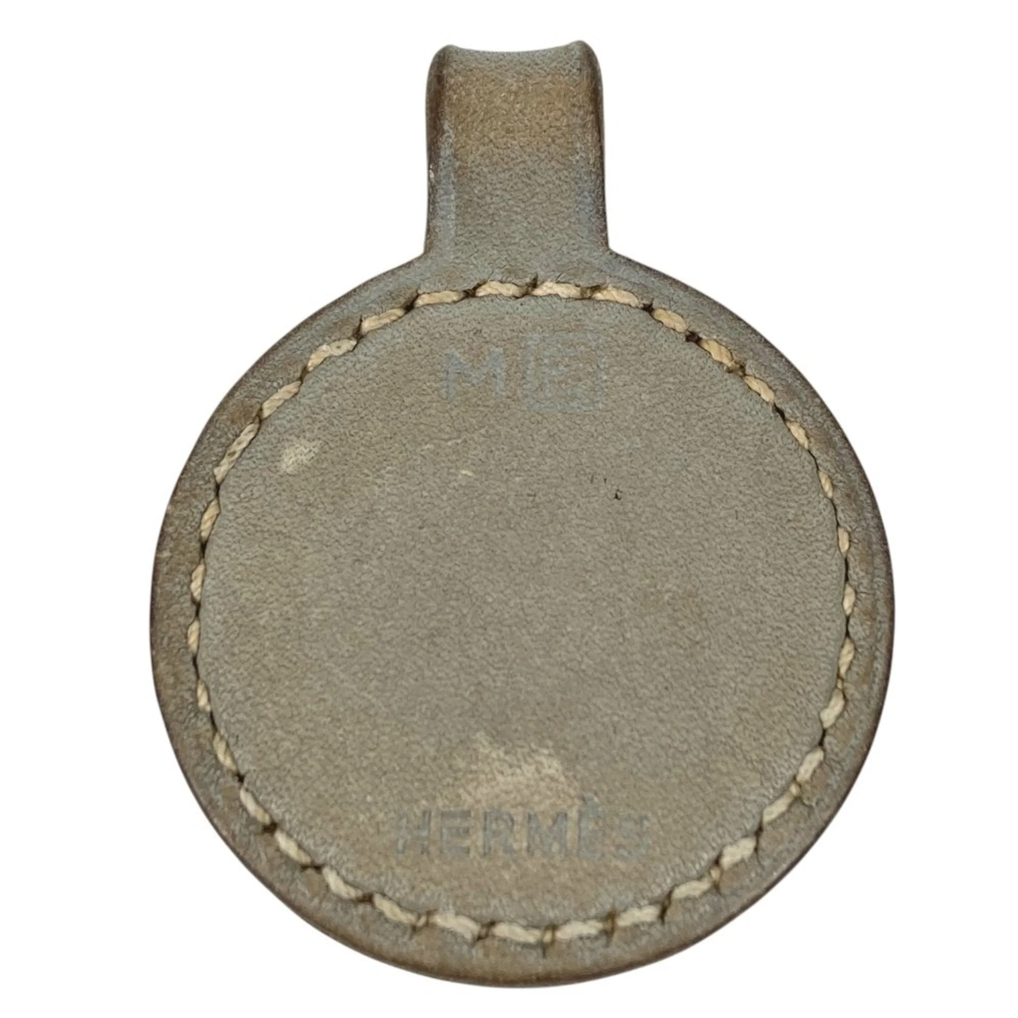 Pendant Necklace Gray Leather and Silver - Image 2