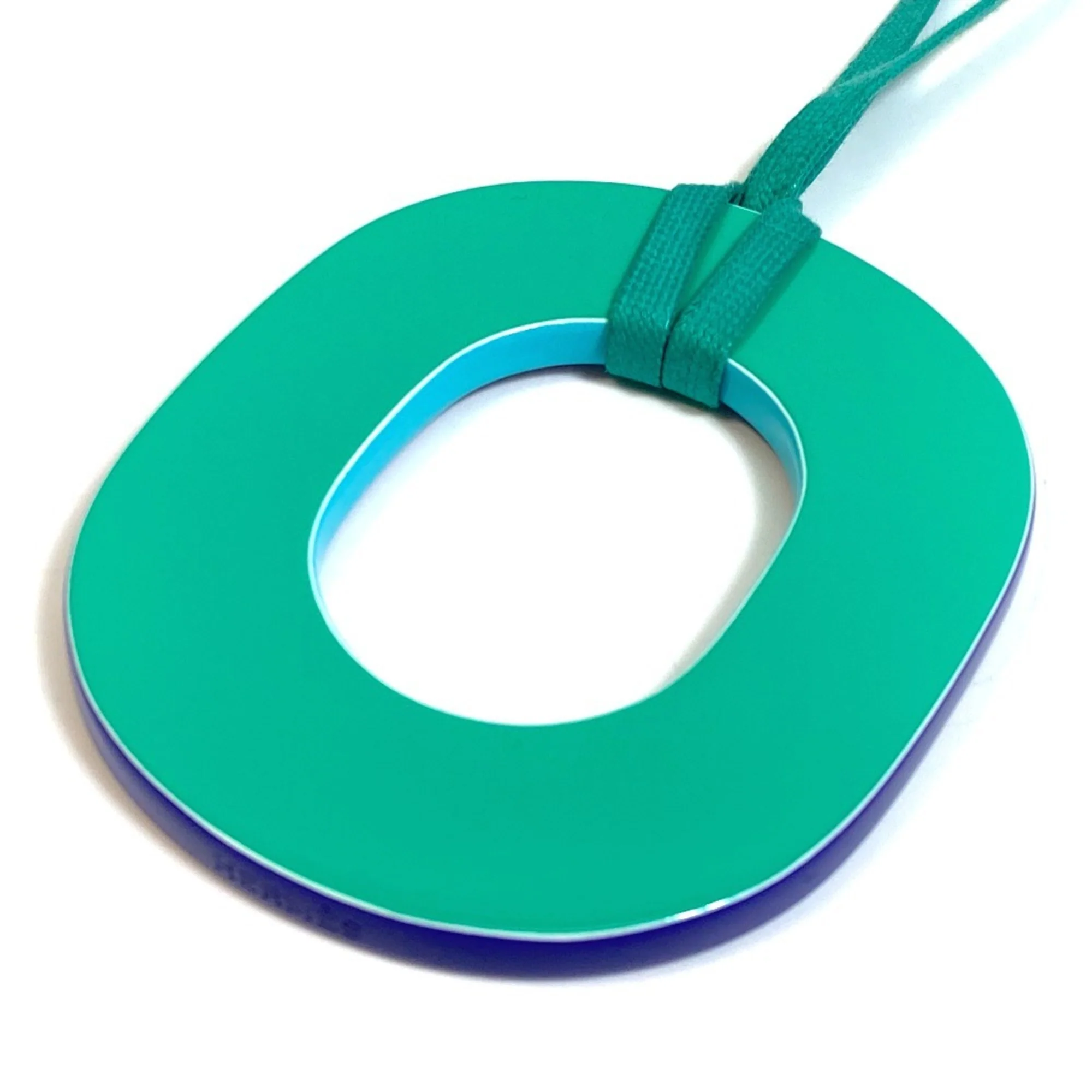 Pendant Necklace Lacquer Blue Green and Purple - Image 3