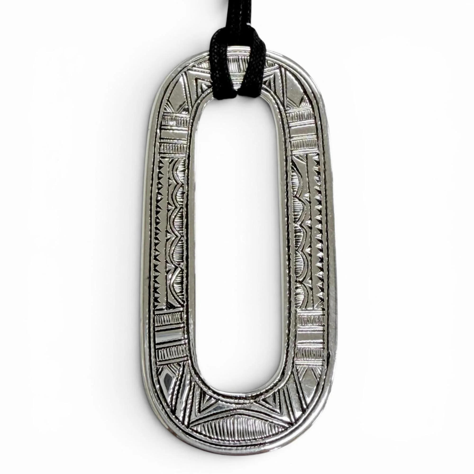 Pendant Necklace Leather and Sterling Silver